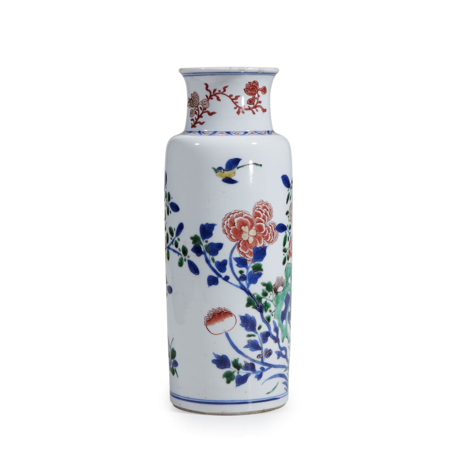 A small Chinese wucai-decorated porcelain sleeve vase, (1 of 1)