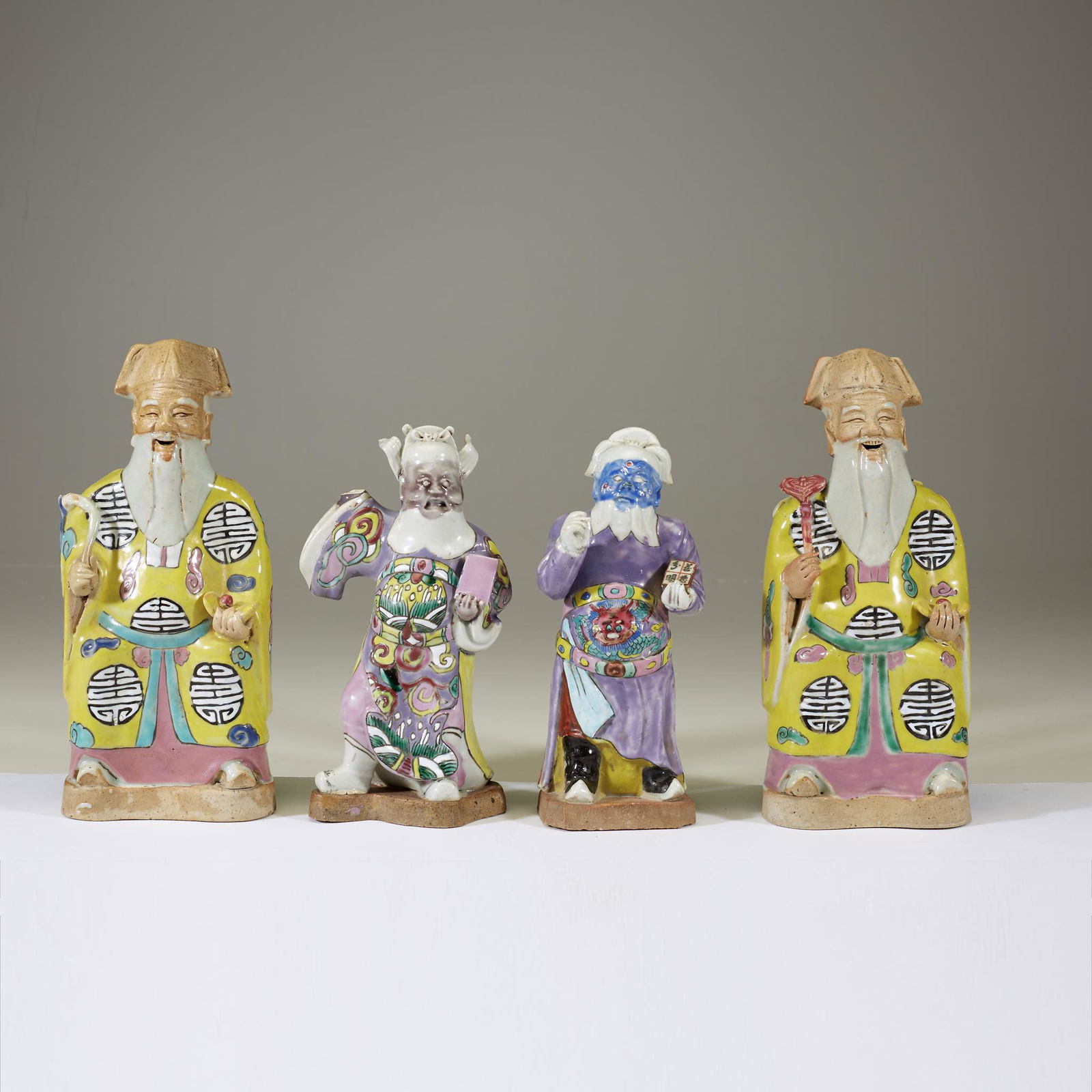 Two pairs of Chinese enameled porcelain figures, Late (1 of 1)