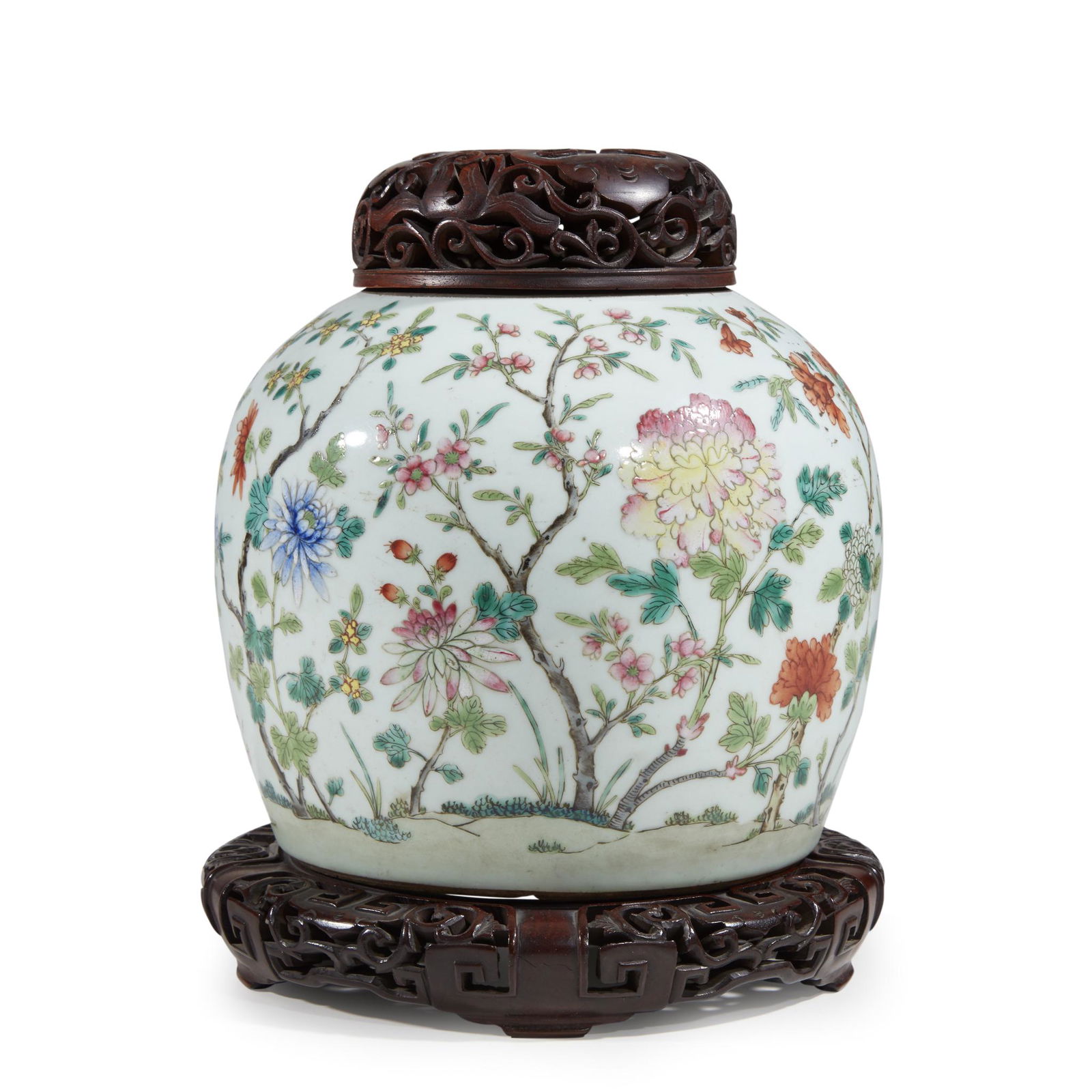 A Chinese famille rose-enameled porcelain jar, Qing (1 of 1)