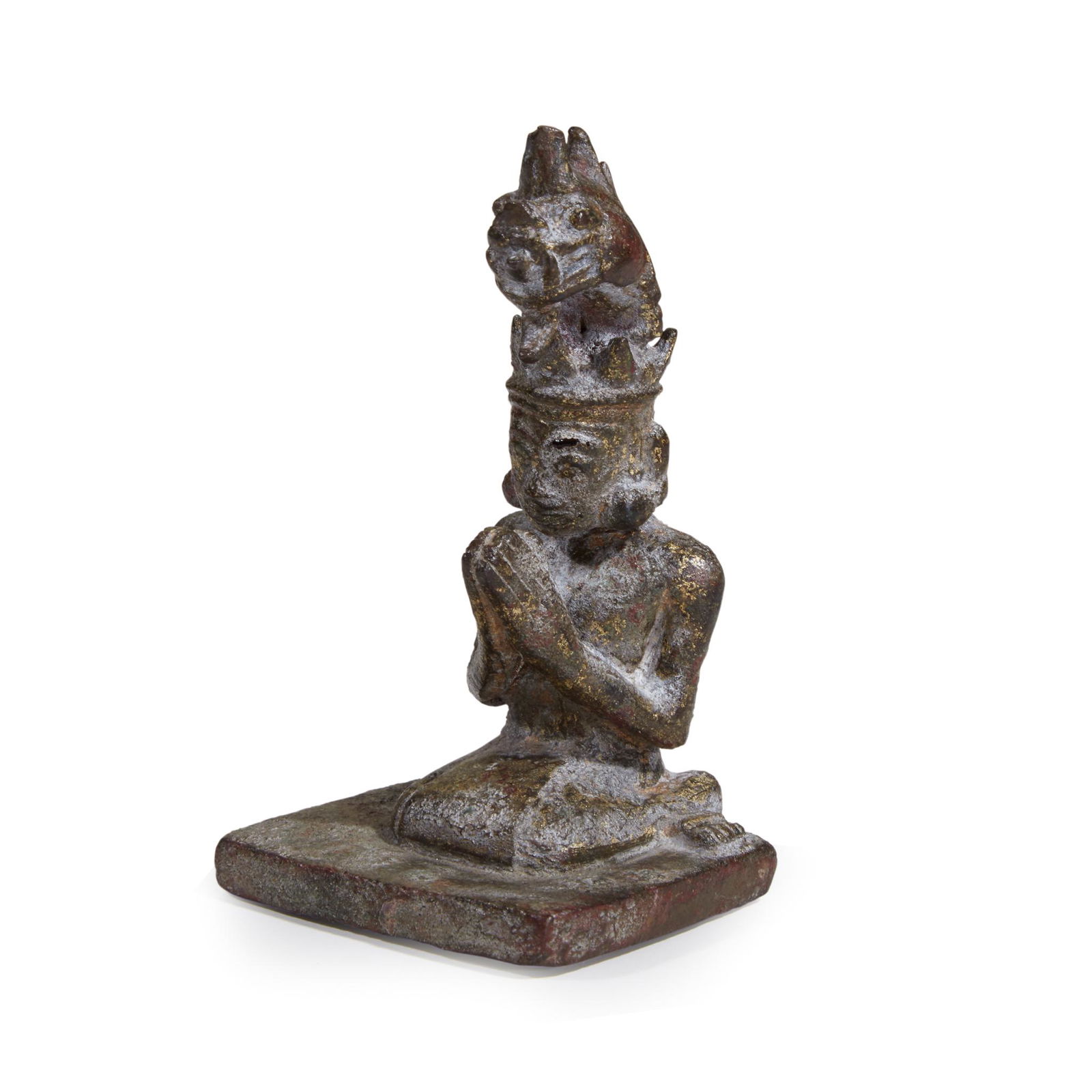 A small Burmese gilt bronze figure of a kneeling Naga (1 of 1)