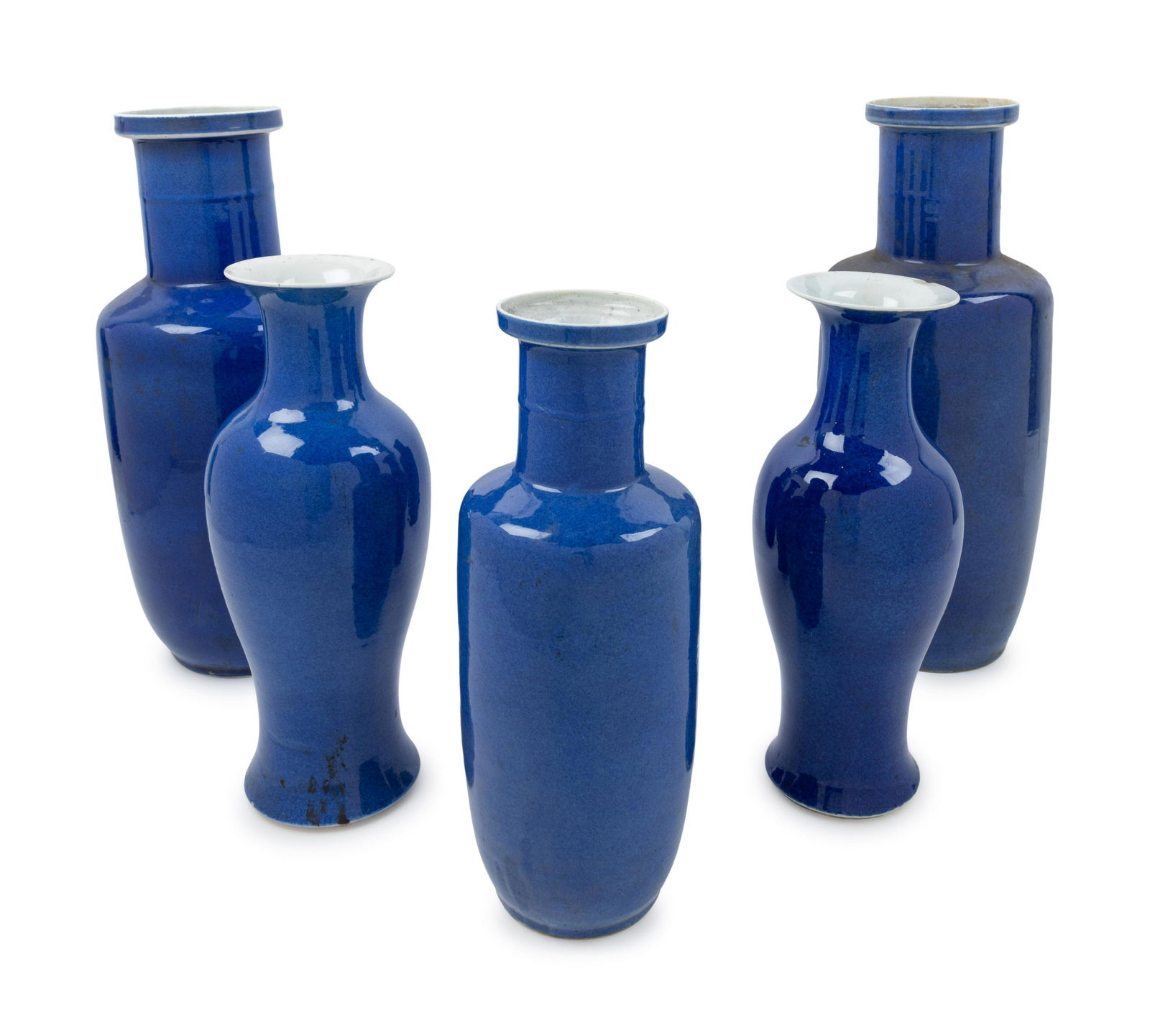 Five Chinese Blue Glazed Porcelain Vases Height of (1 of 1)