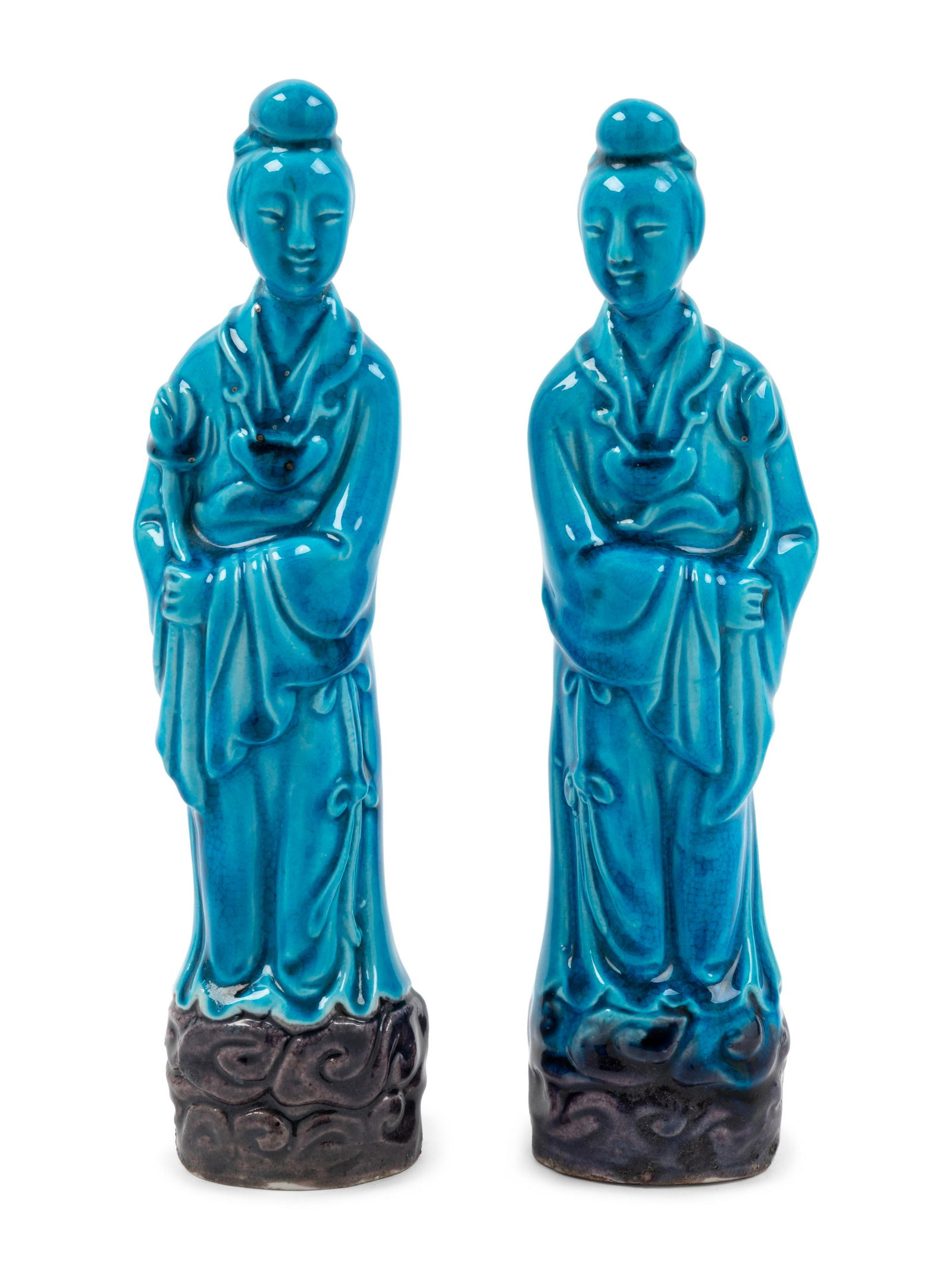A Pair of Chinese Turquoise Glazed Porcelain Figures of (1 of 1)