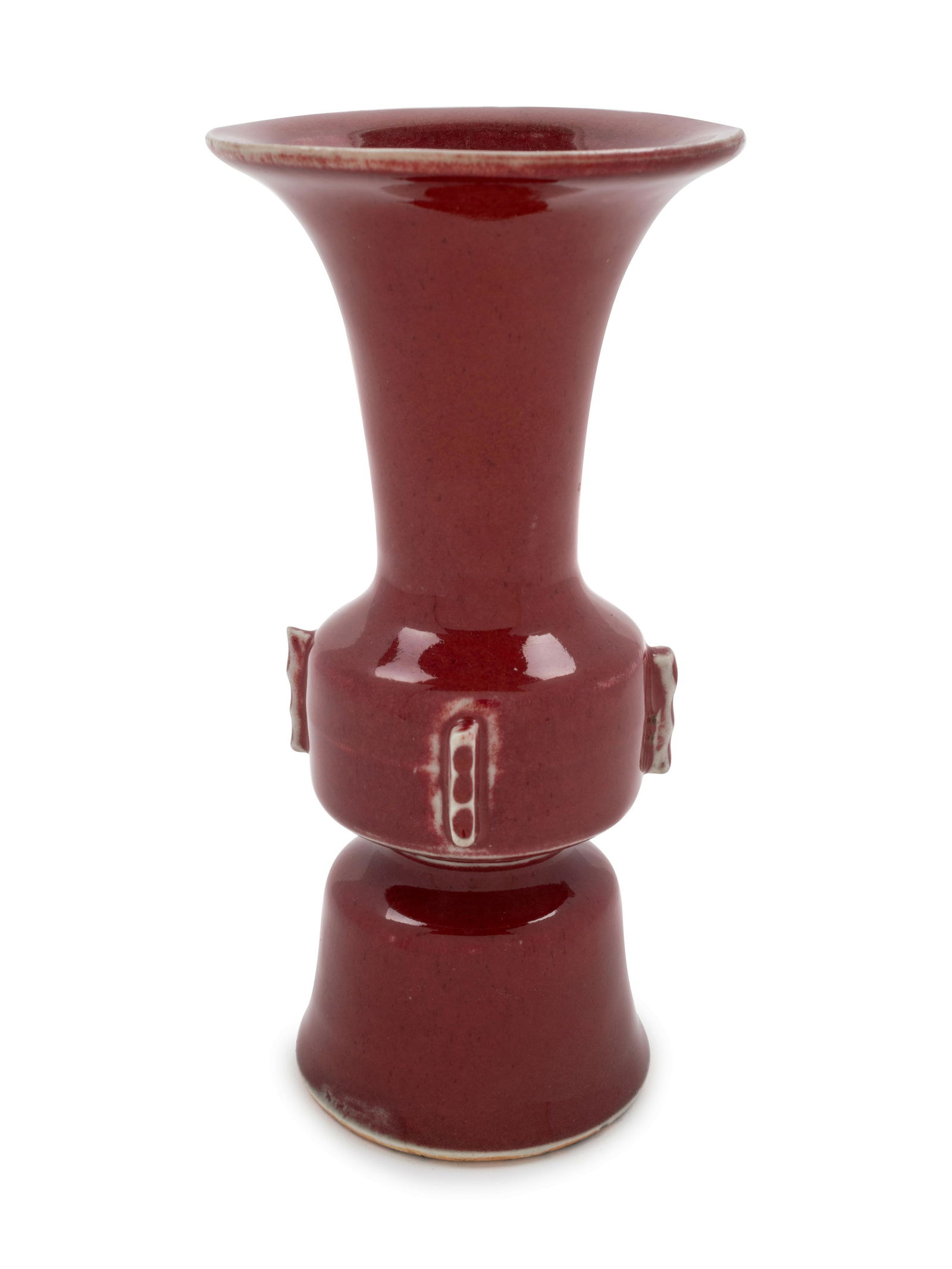 A Chinese Copper Red Glazed Porcelain Gu Vase Height 7 (1 of 1)