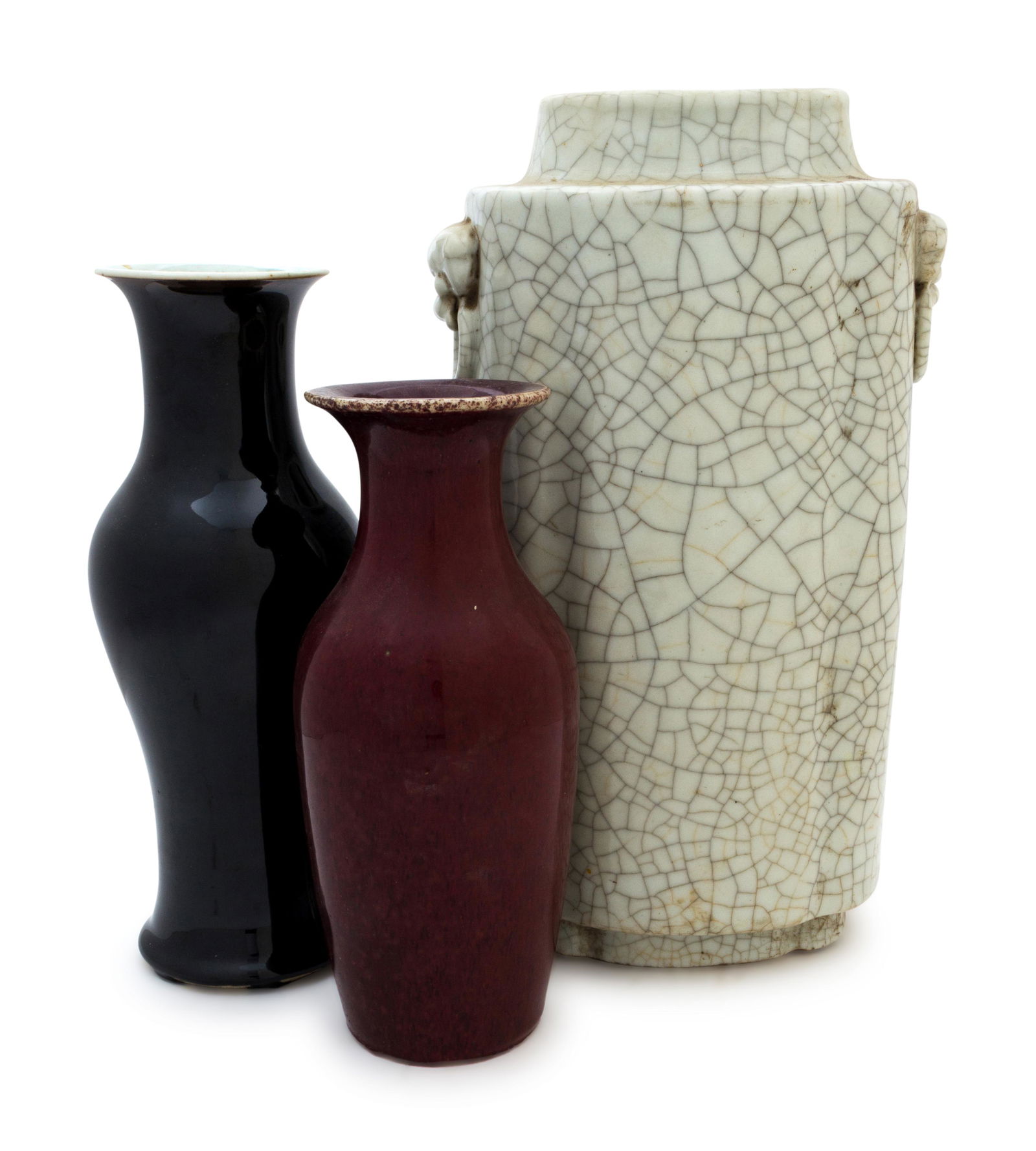 Three Chinese Porcelain Vases Height of tallest 12 in., (1 of 3)