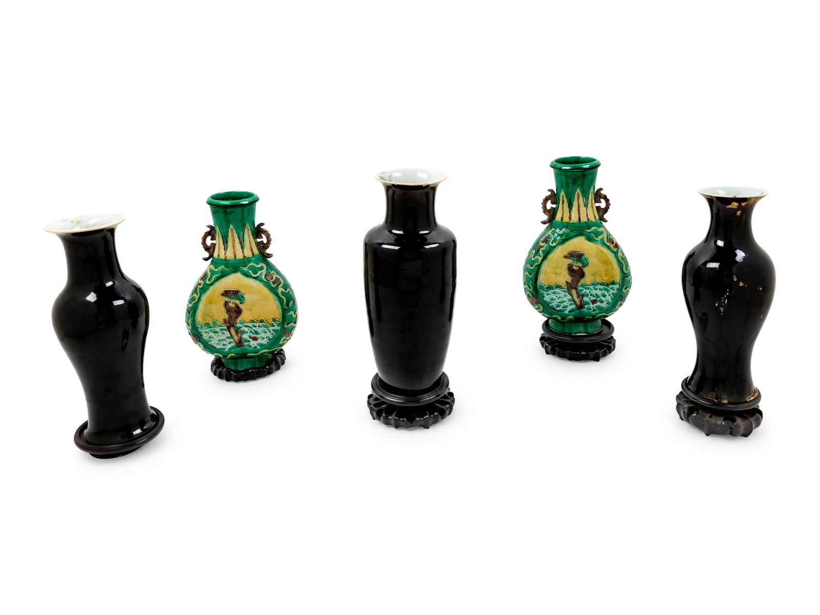 Five Chinese Porcelain Vases Height of tallest 14 in., (1 of 2)