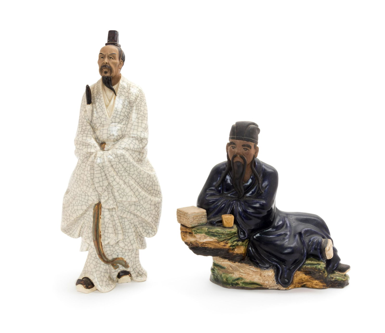 Two Chinese Pottery Figures of Males Height of taller (1 of 1)