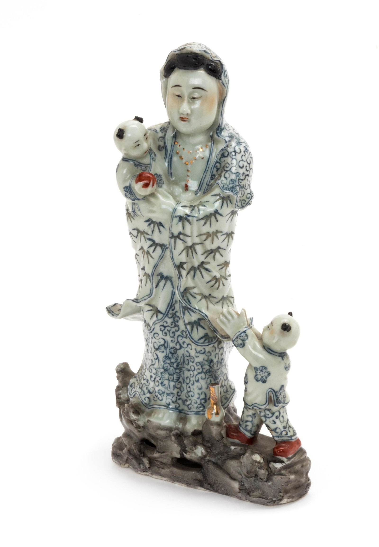 A Chinese Blue, Red and Gilt Enameled Porcelain Figural (1 of 1)