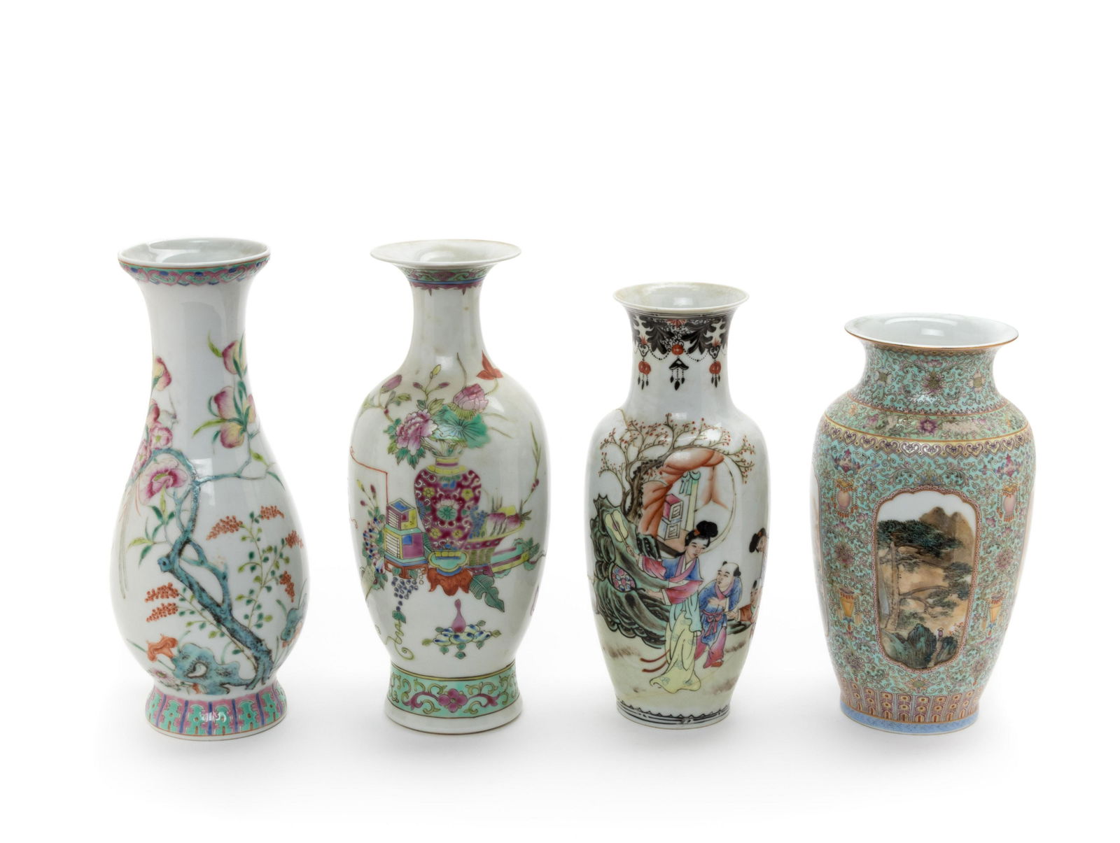 Four Chinese Famille Rose Porcelain Vases Height of (1 of 4)