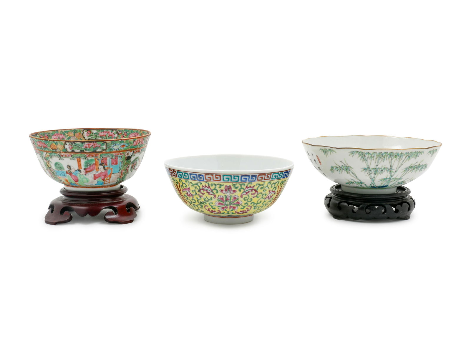 Three Chinese Famille Rose Porcelain Bowls Diam of (1 of 3)