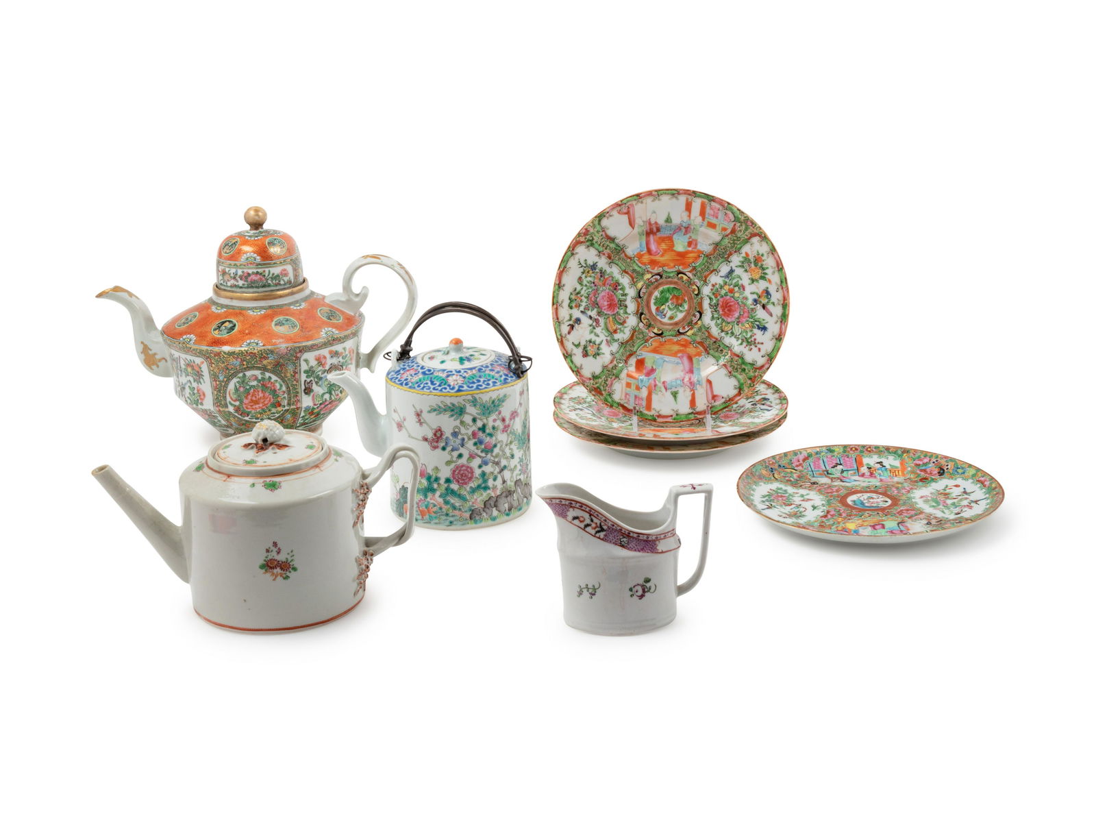 Eight Chinese Famille Rose Porcelain Articles Height of (1 of 2)