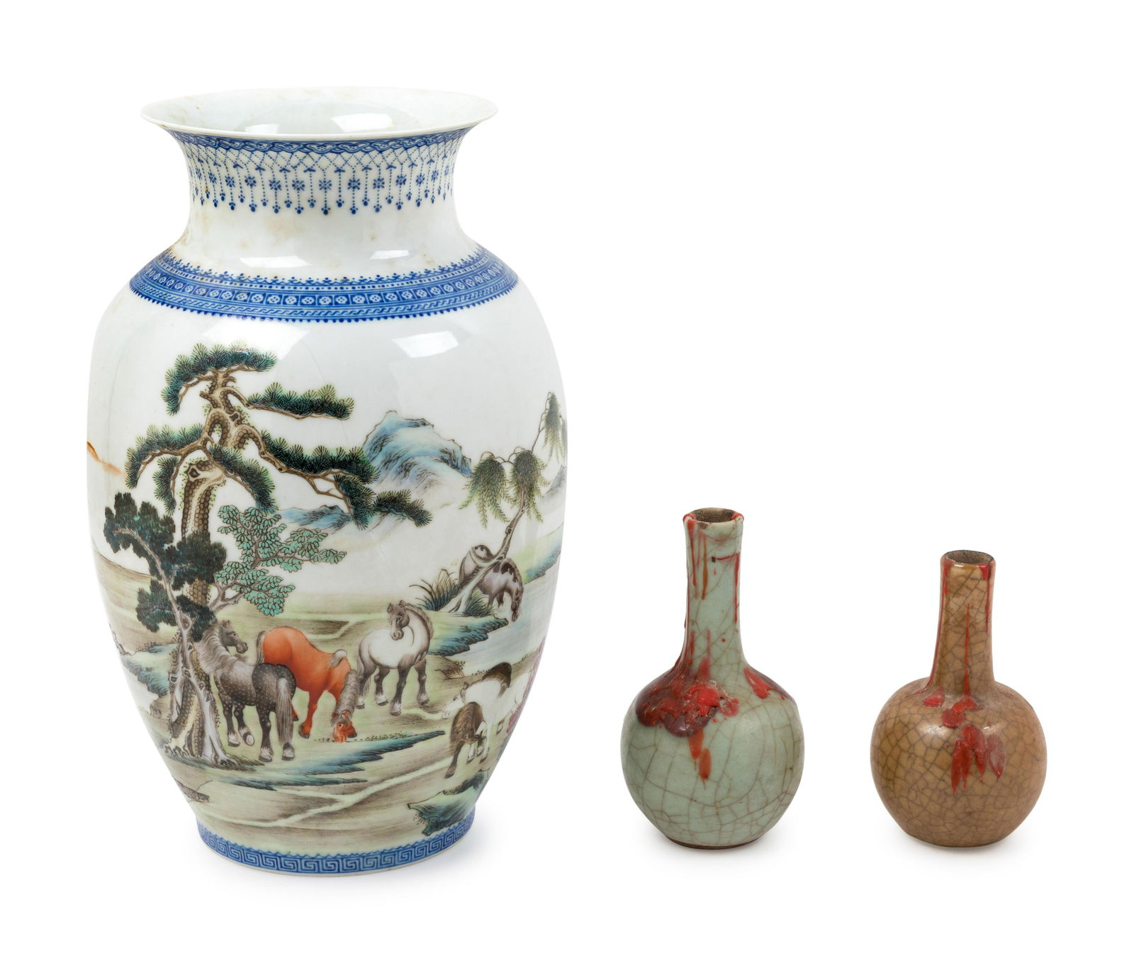 Three Chinese Porcelain Vases Height of tallest 11 3/4 (1 of 3)
