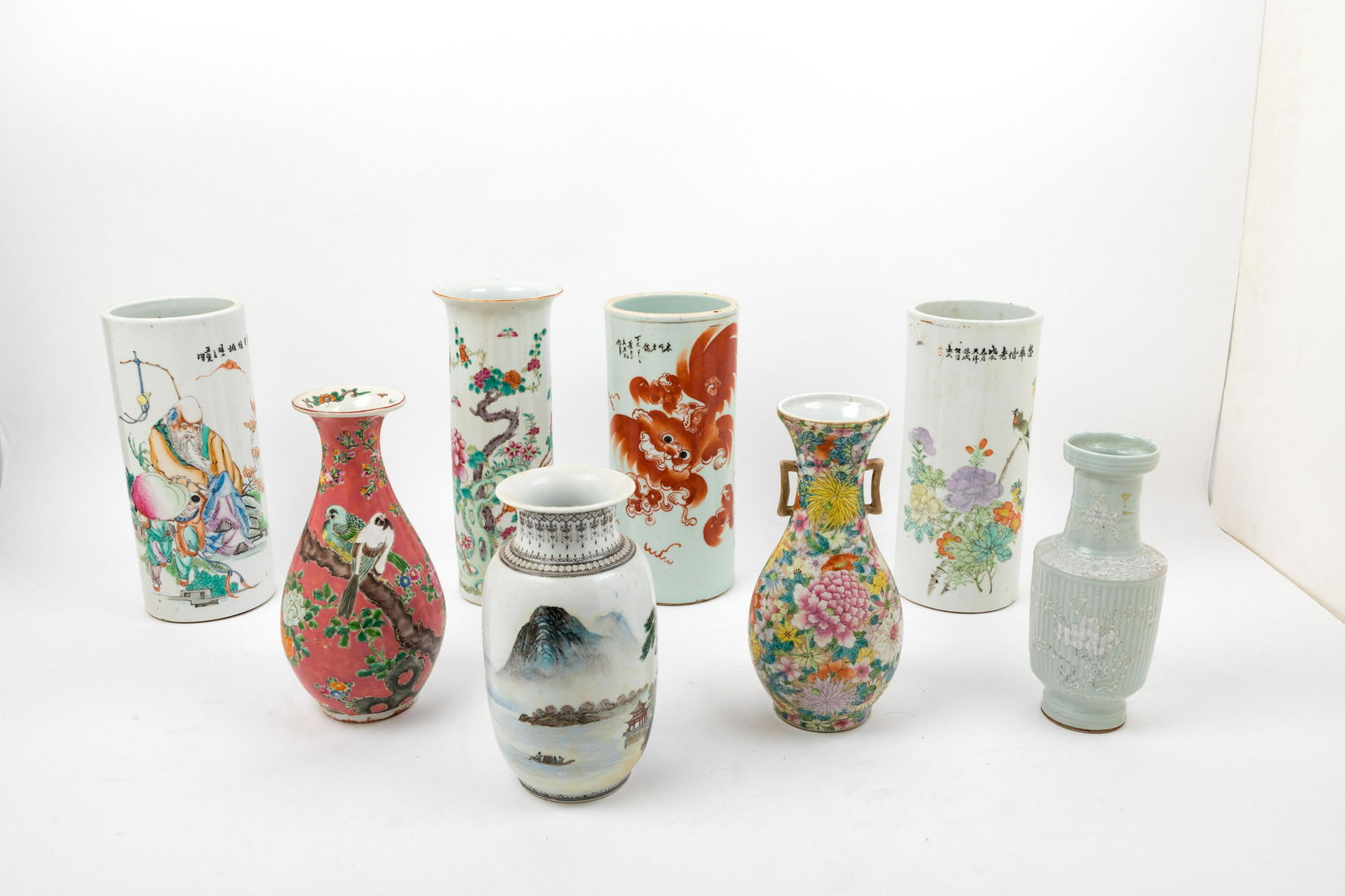 Eight Chinese Porcelain Articles Height of largest 11 (1 of 2)