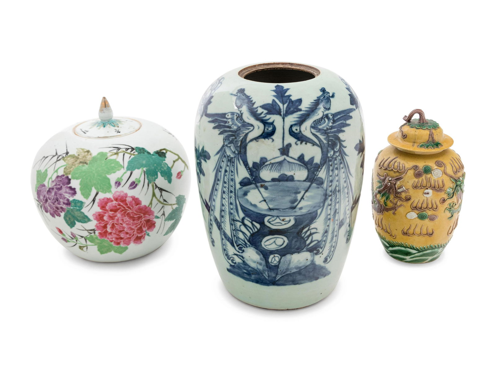 Three Chinese Porcelain Jars Height of tallest 12 in., (1 of 1)