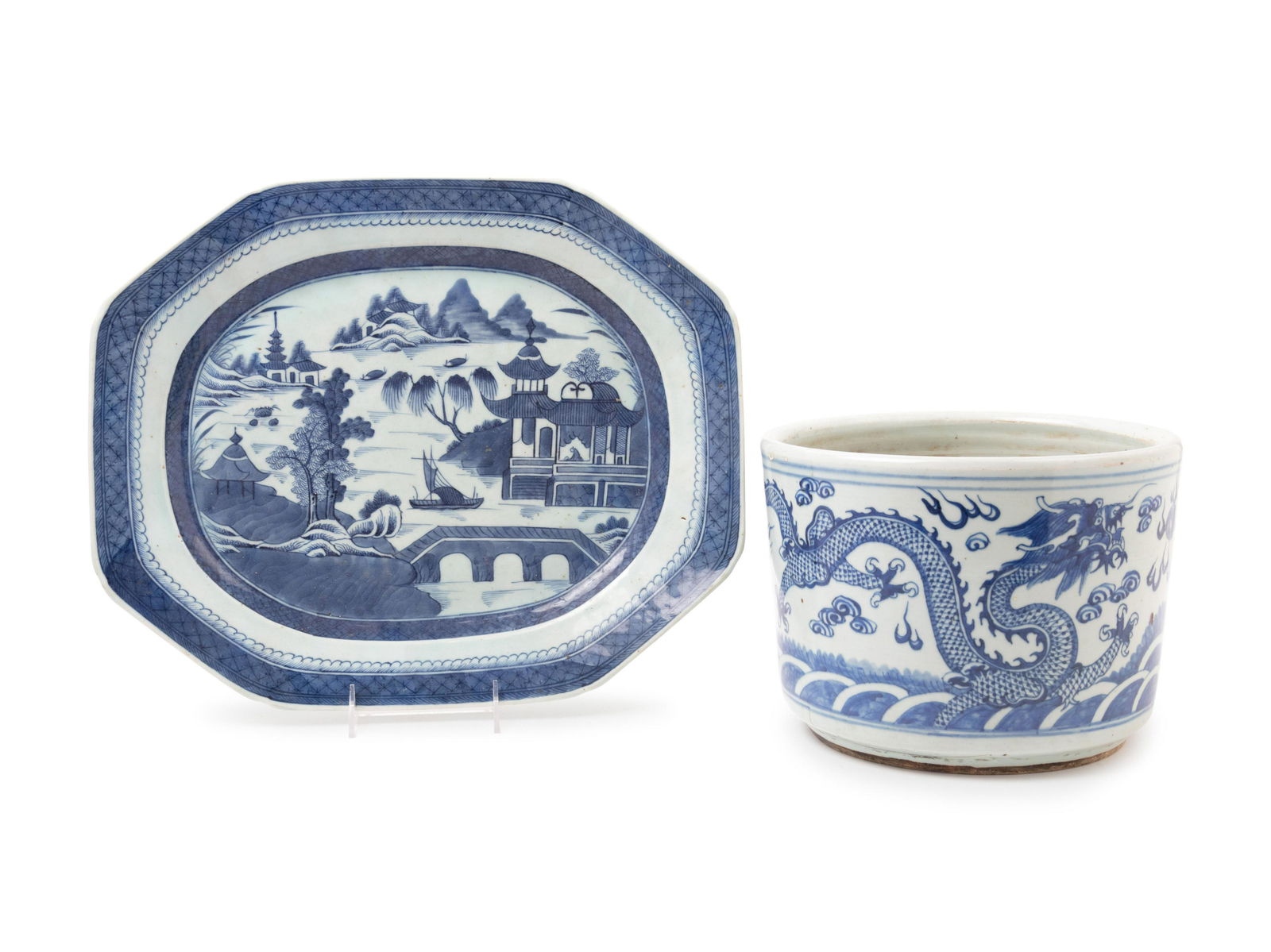 Two Chinese Blue and White Porcelain Wares Length of (1 of 1)