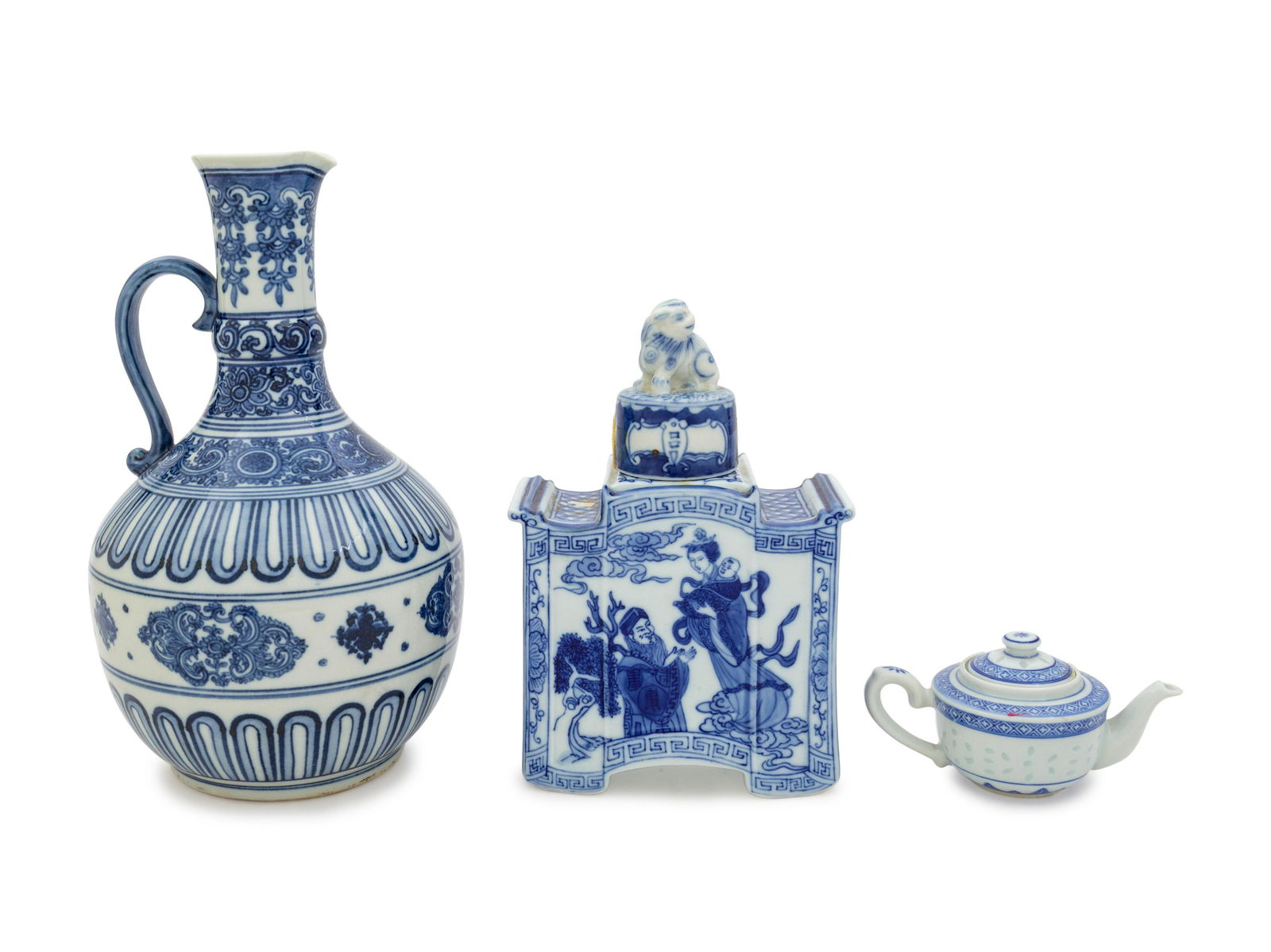 Three Chinese Blue and White Porcelain Articles Height (1 of 4)
