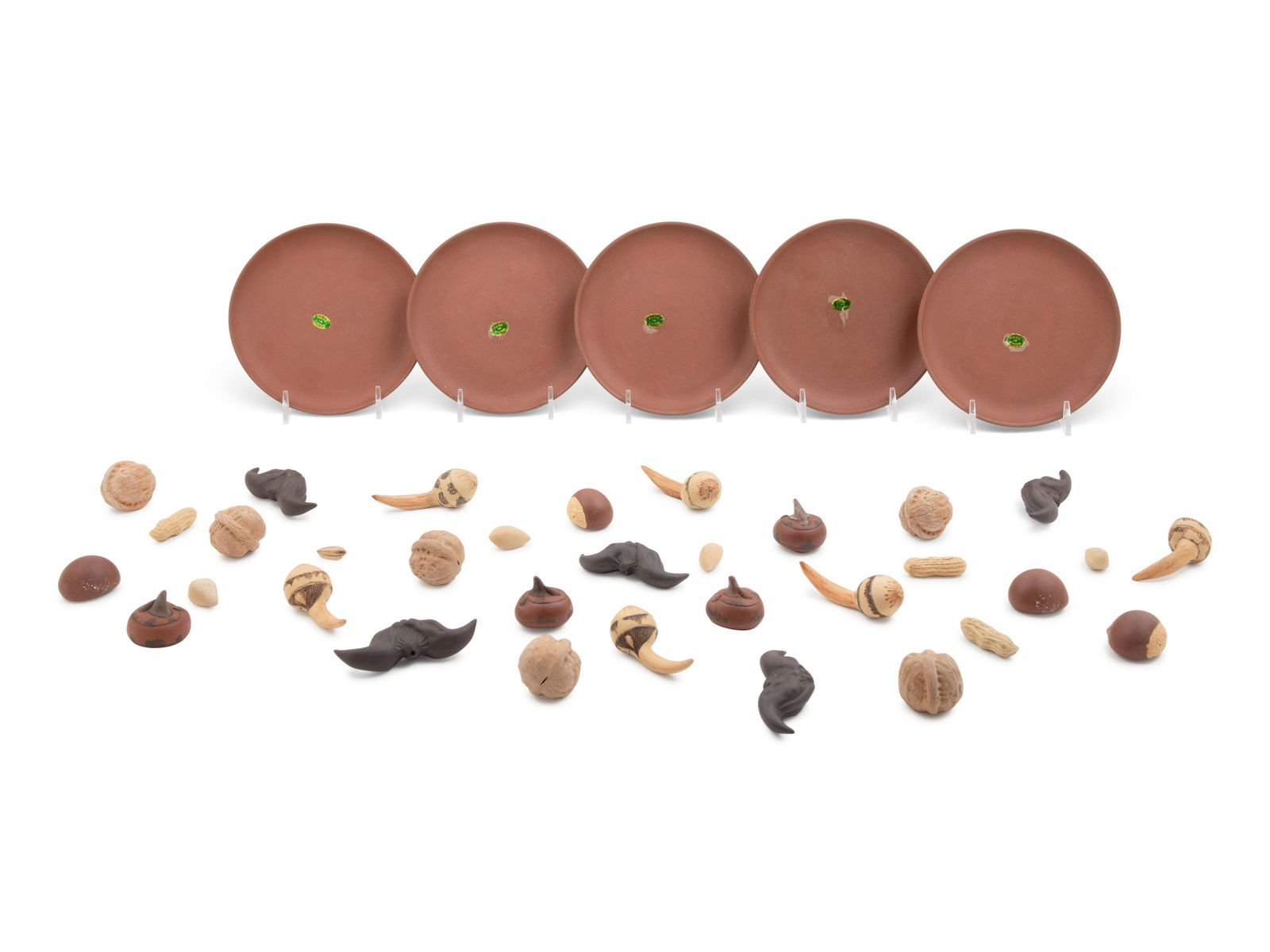 Three Chinese Yixing Pottery Models of Fruits and (1 of 2)