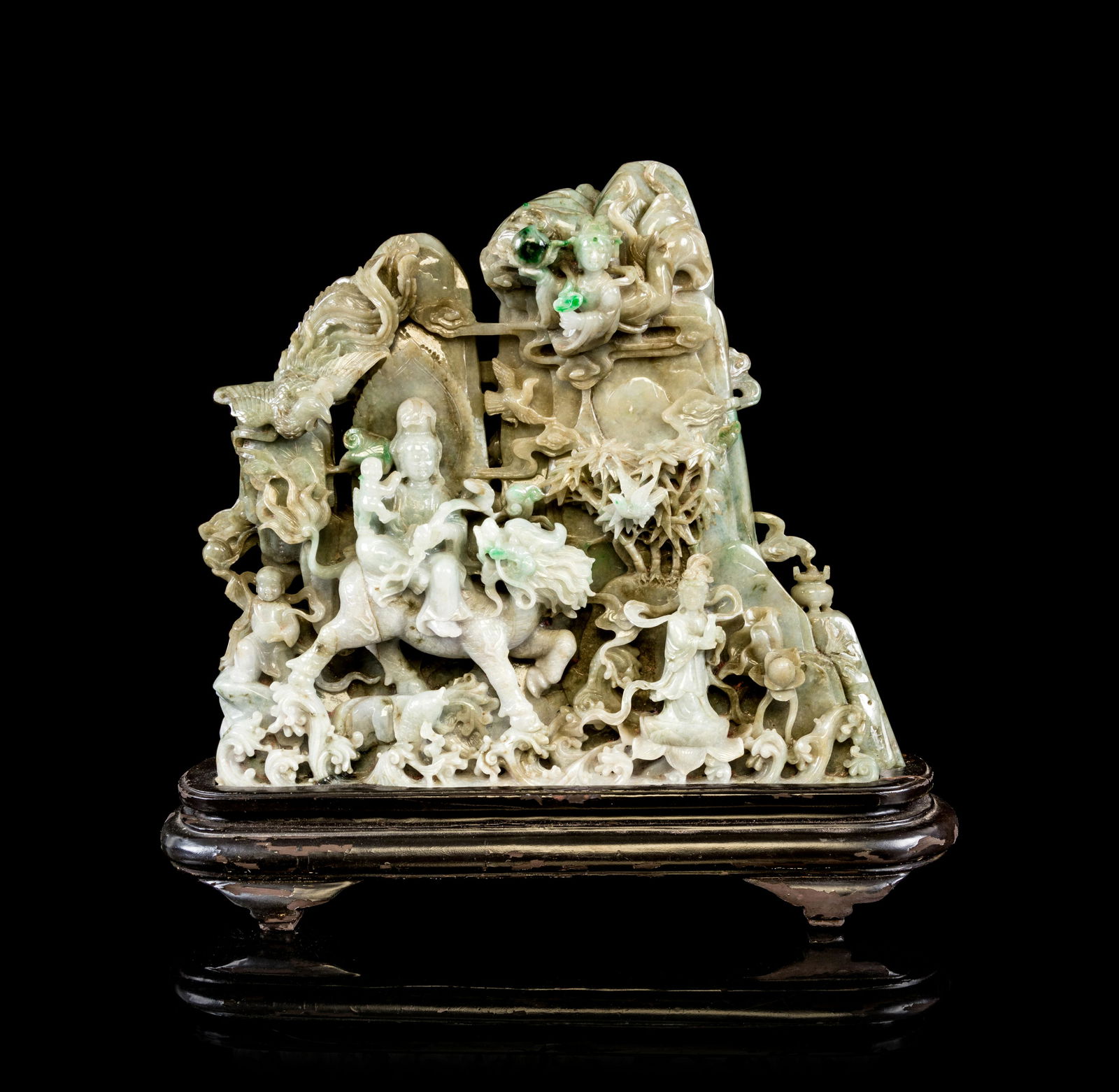 A Large Chinese Celadon Jadeite Figural Group Height 13 (1 of 3)