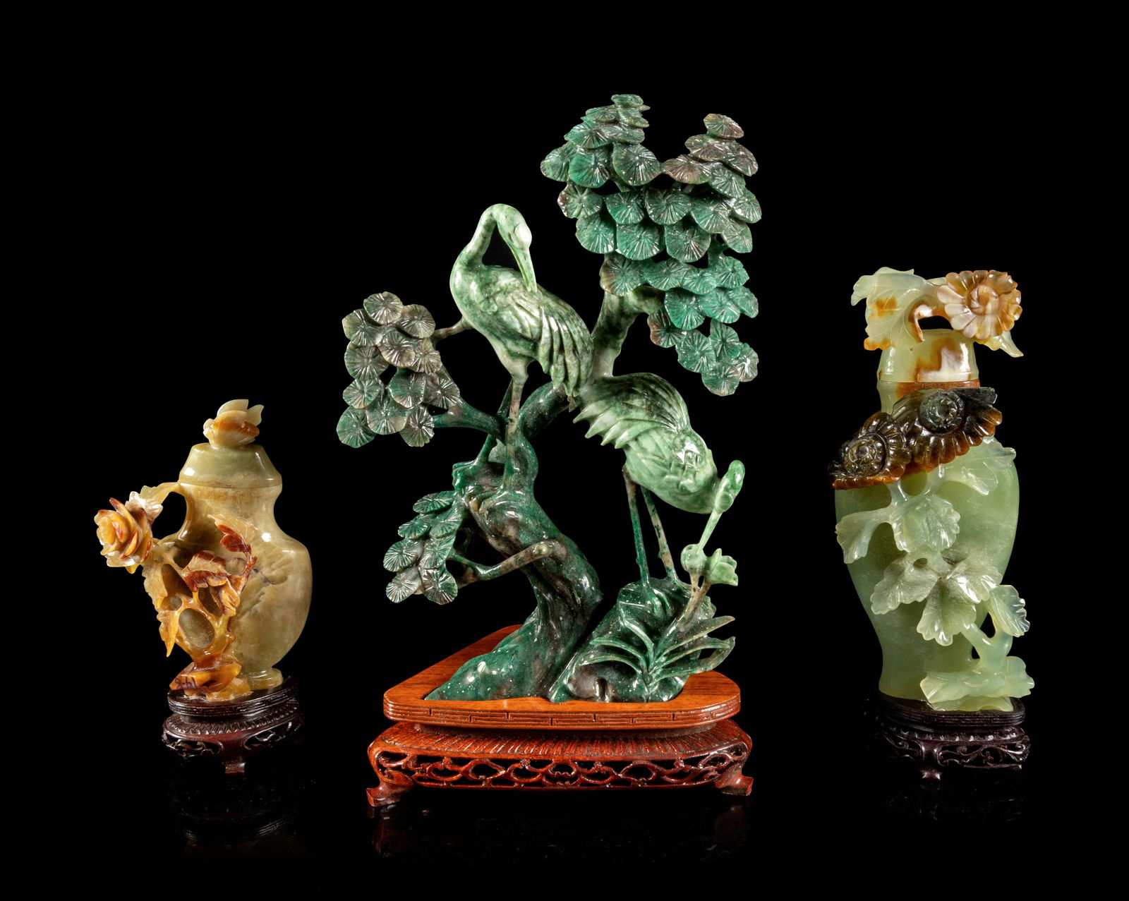 Three Chinese Hardstone Carvings Height of tallest 10 (1 of 3)