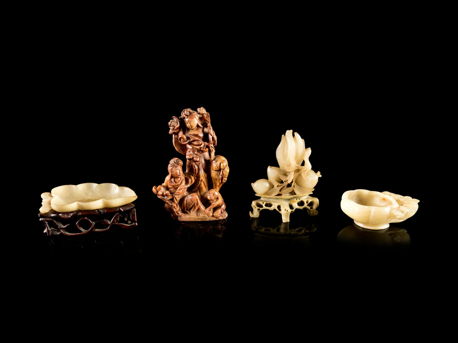 Four Chinese Hardstone Carvings Height of tallest 5 1/2 (1 of 3)