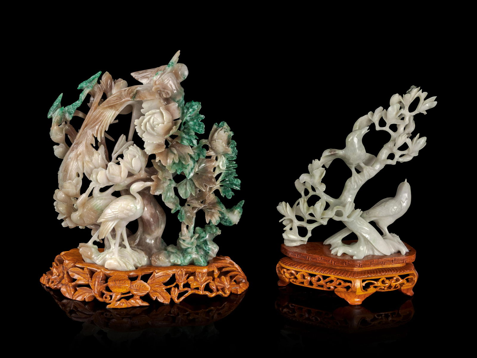 Two Chinese Hardstone Carvings of Birds Height of (1 of 2)