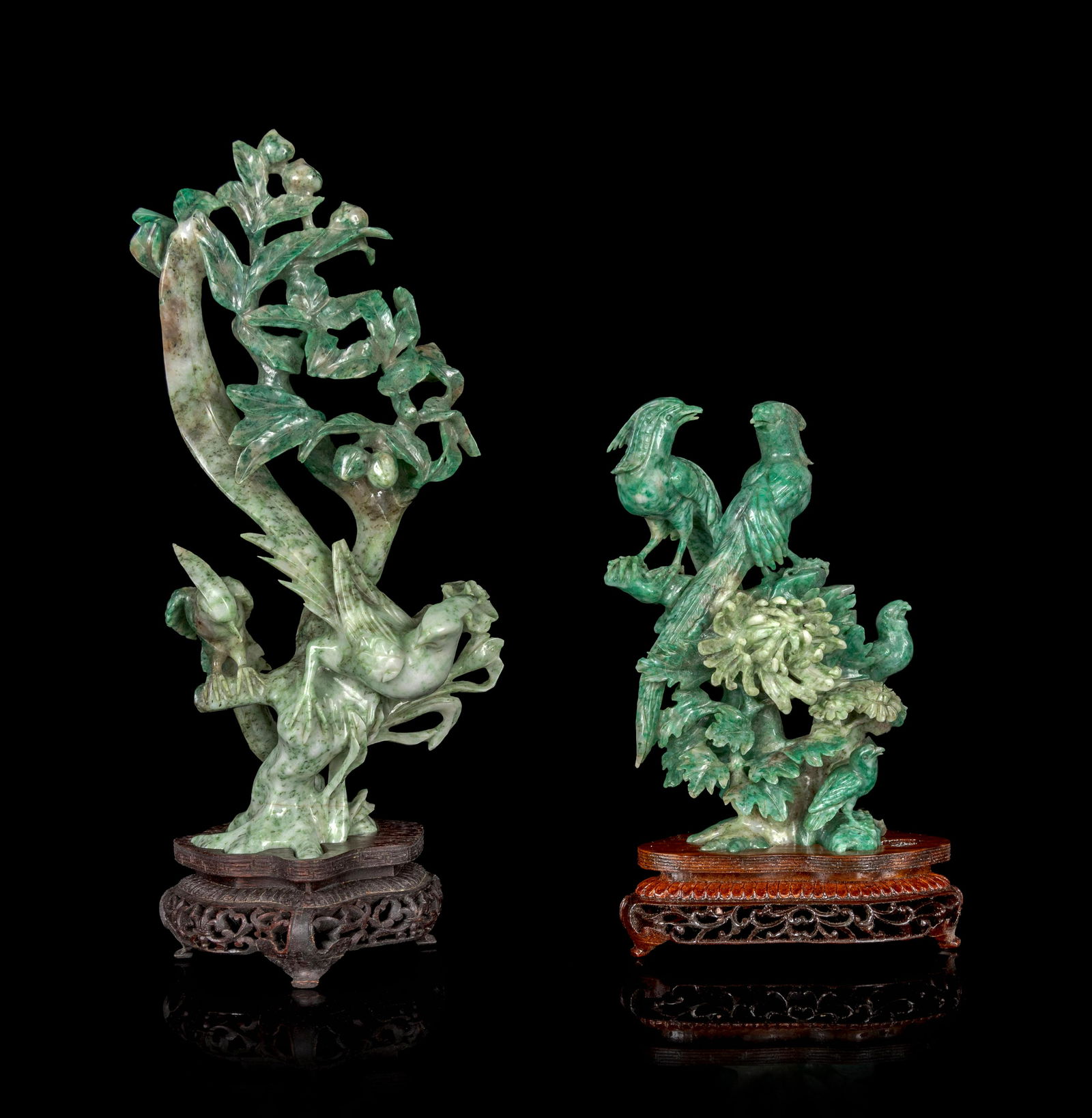 Two Chinese Hardstone Carvings of Birds Height of (1 of 2)