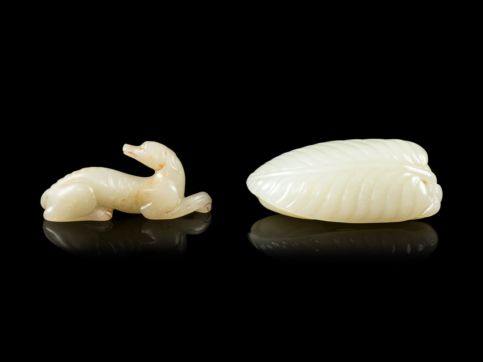 Two Celadon Jade Carvings  Length of longer 3 1/4 in., (1 of 2)