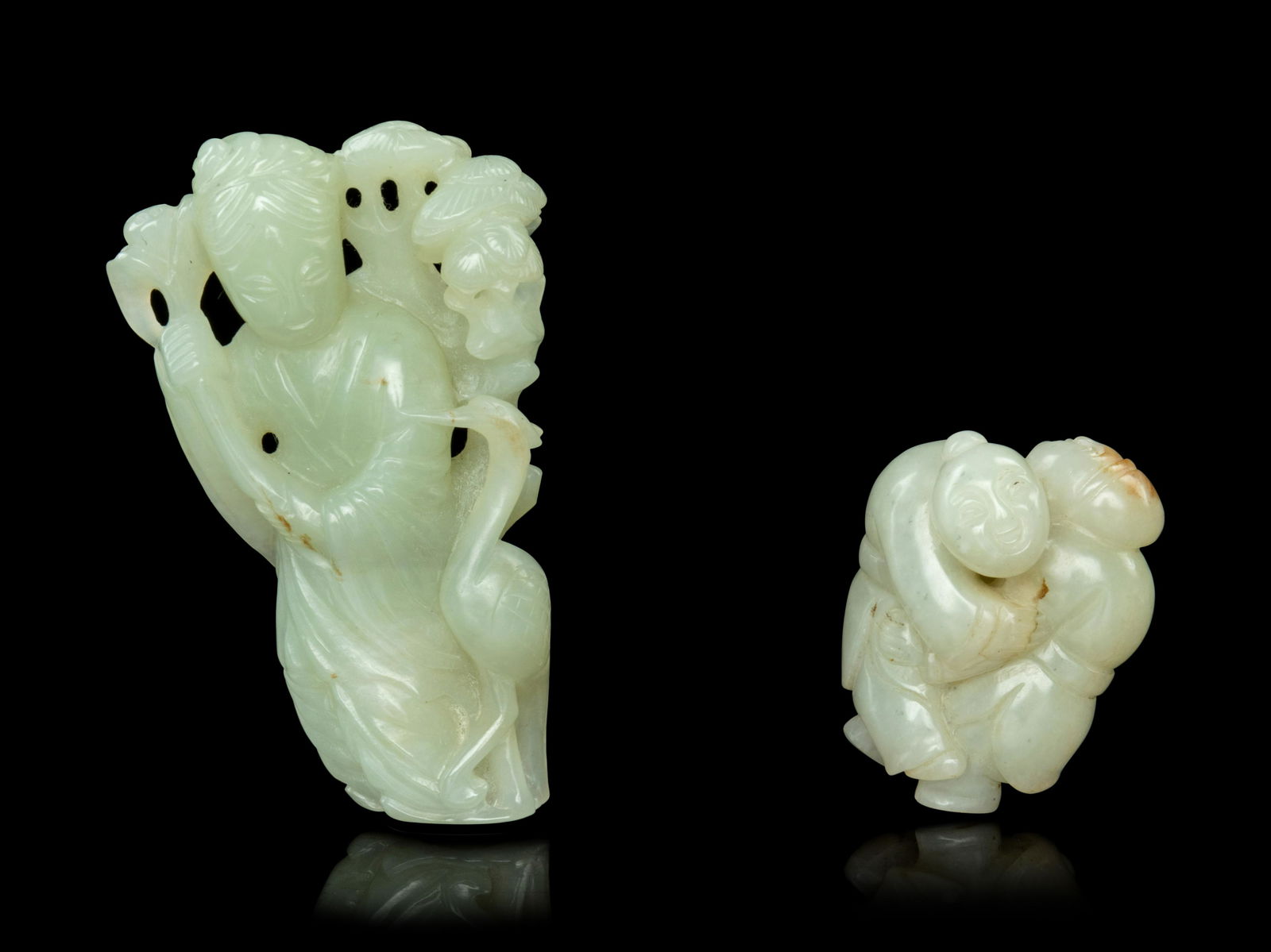 Two Chinese Jade 'Figural' Carvings  Taller: 3 1/2 in., (1 of 2)