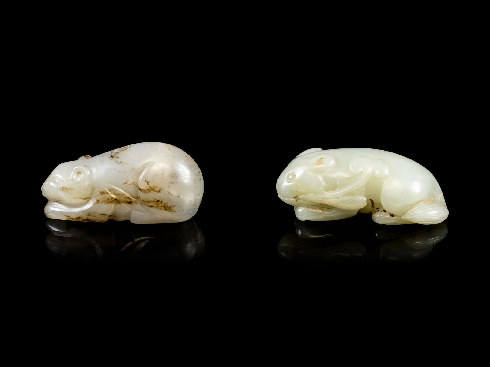 Two Chinese Jade Figures of Mice Length of longest 2 (1 of 2)