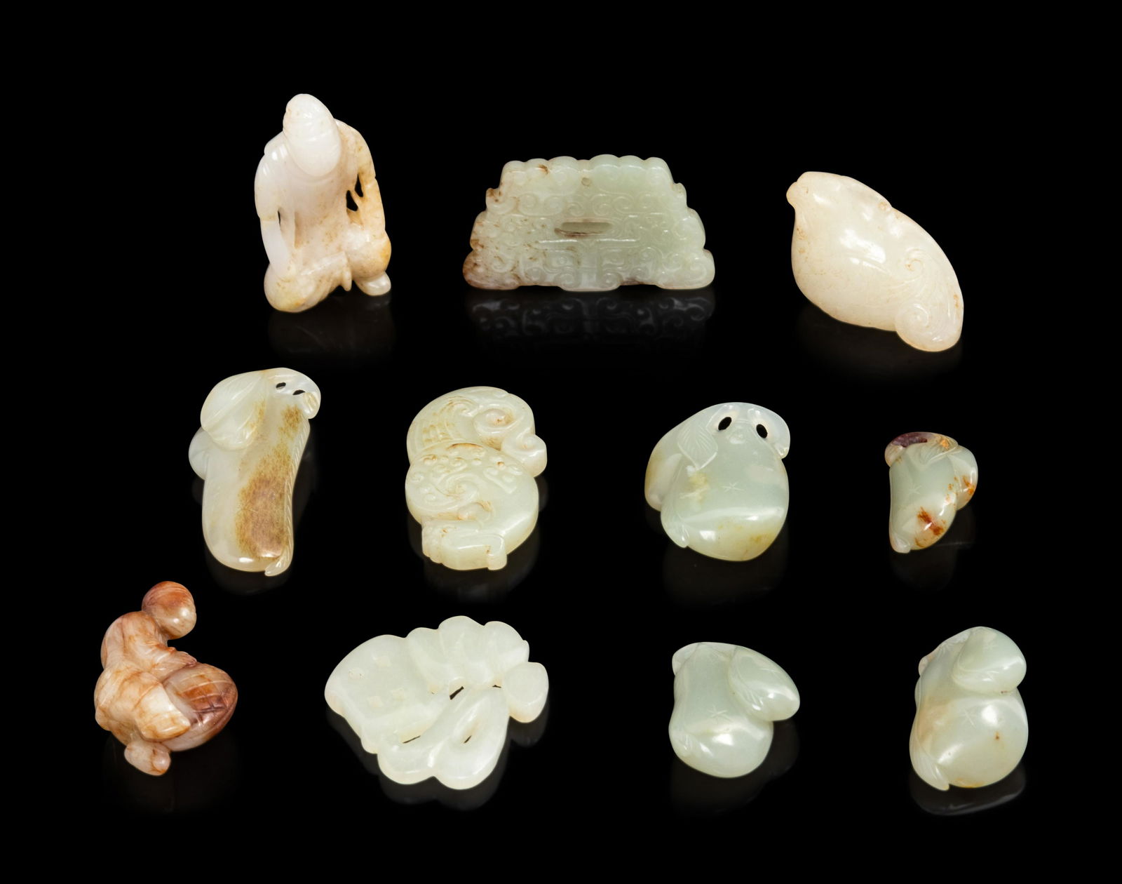 Eleven Chinese Celadon and Russet Jade Articles Length (1 of 1)