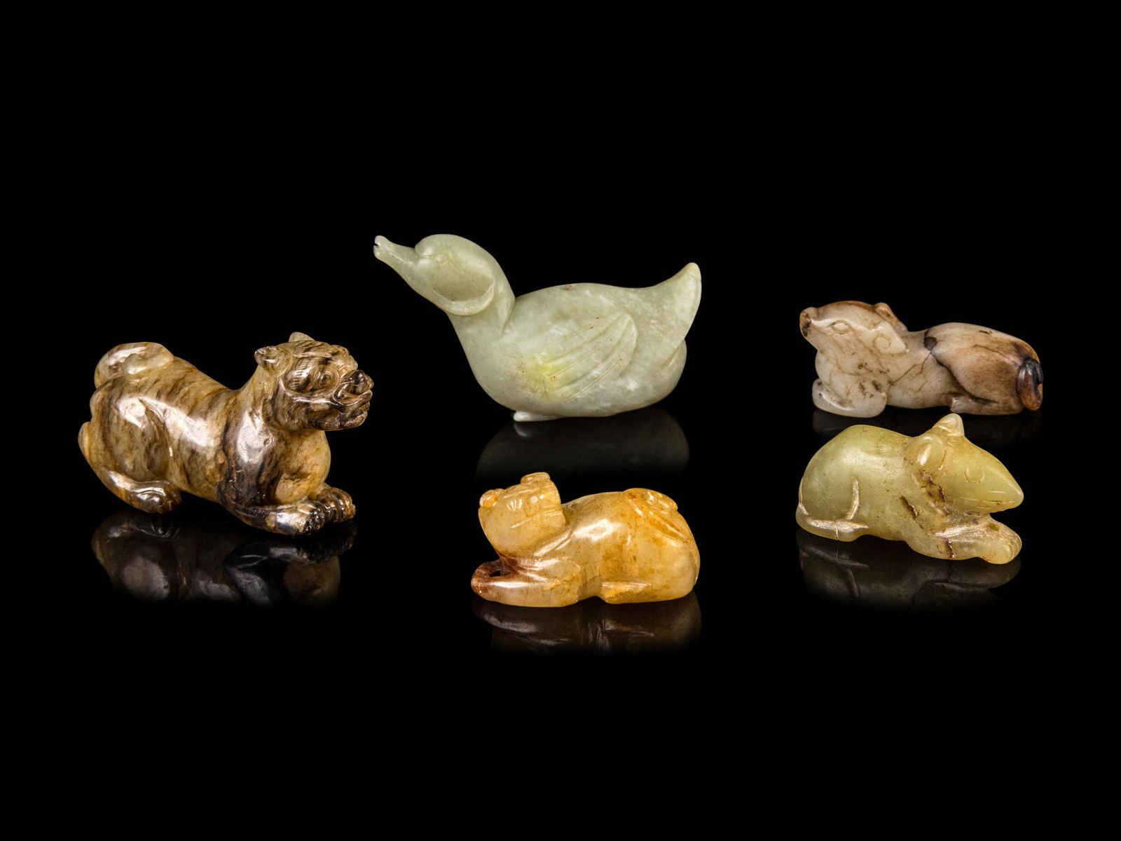 Five Chinese Jade and Hardstone Figures of Animals (1 of 2)