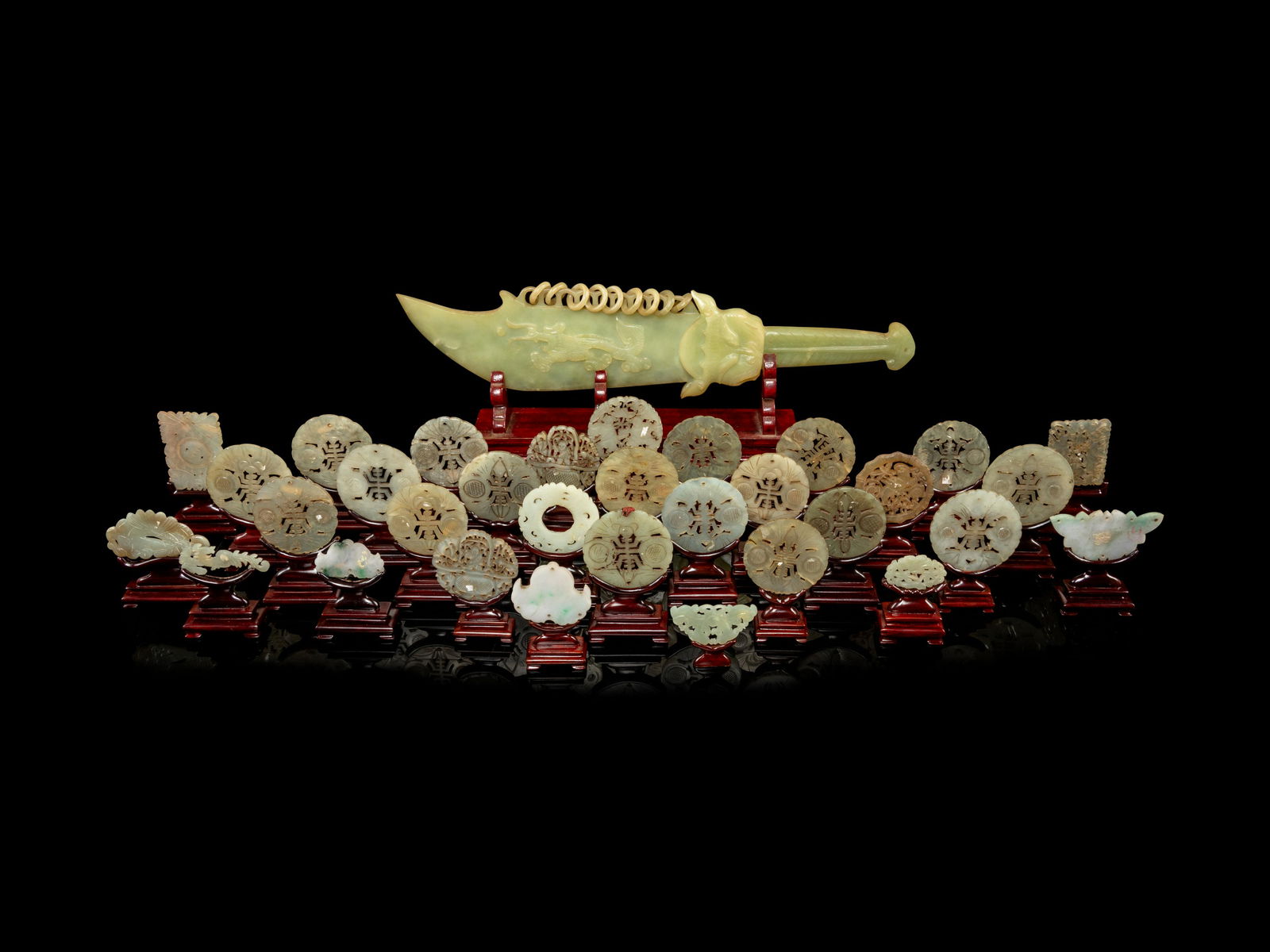 Thirty-Three Chinese Hardstone Articles Length of (1 of 2)