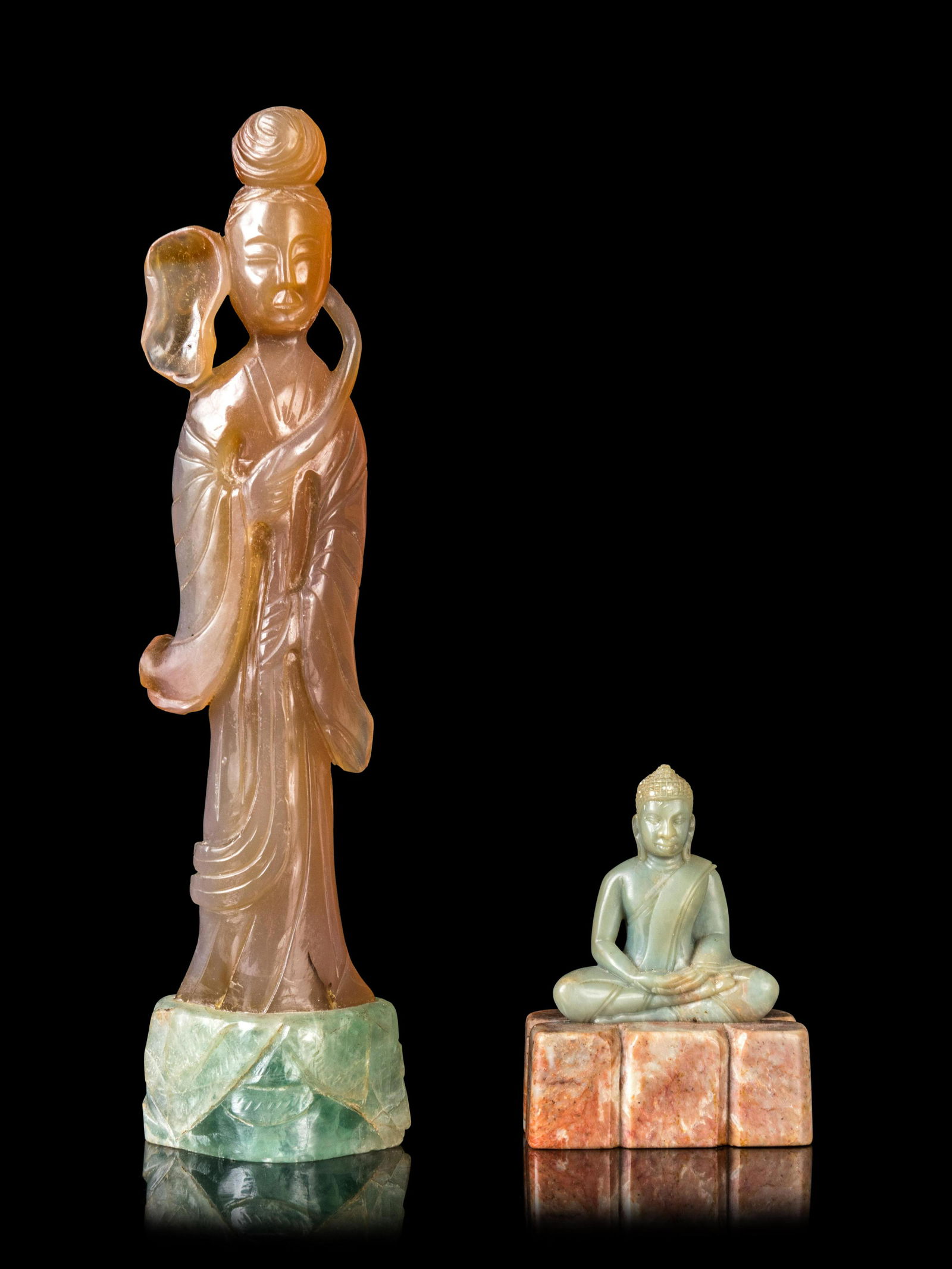 Two Chinese Hardstone Figures Height of taller 9 (1 of 2)