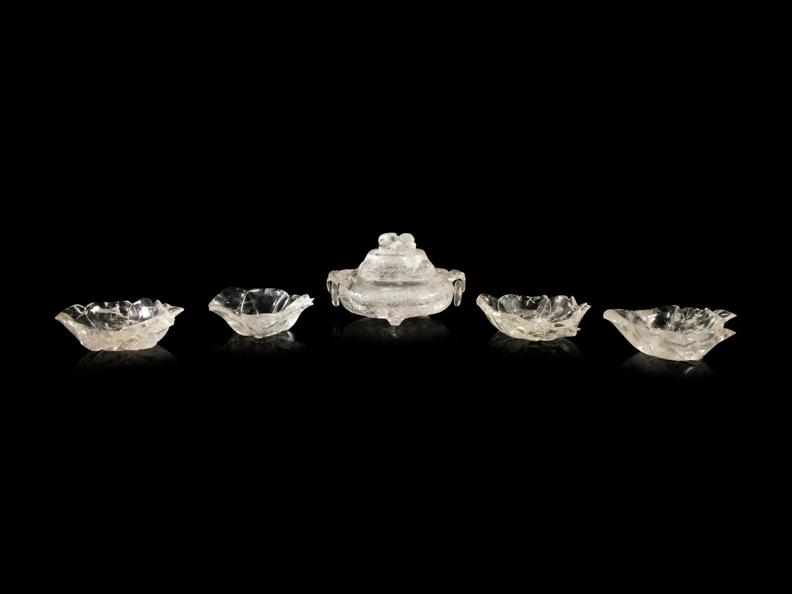 A Group of Five Rock Crystal Articles Height of tallest (1 of 3)