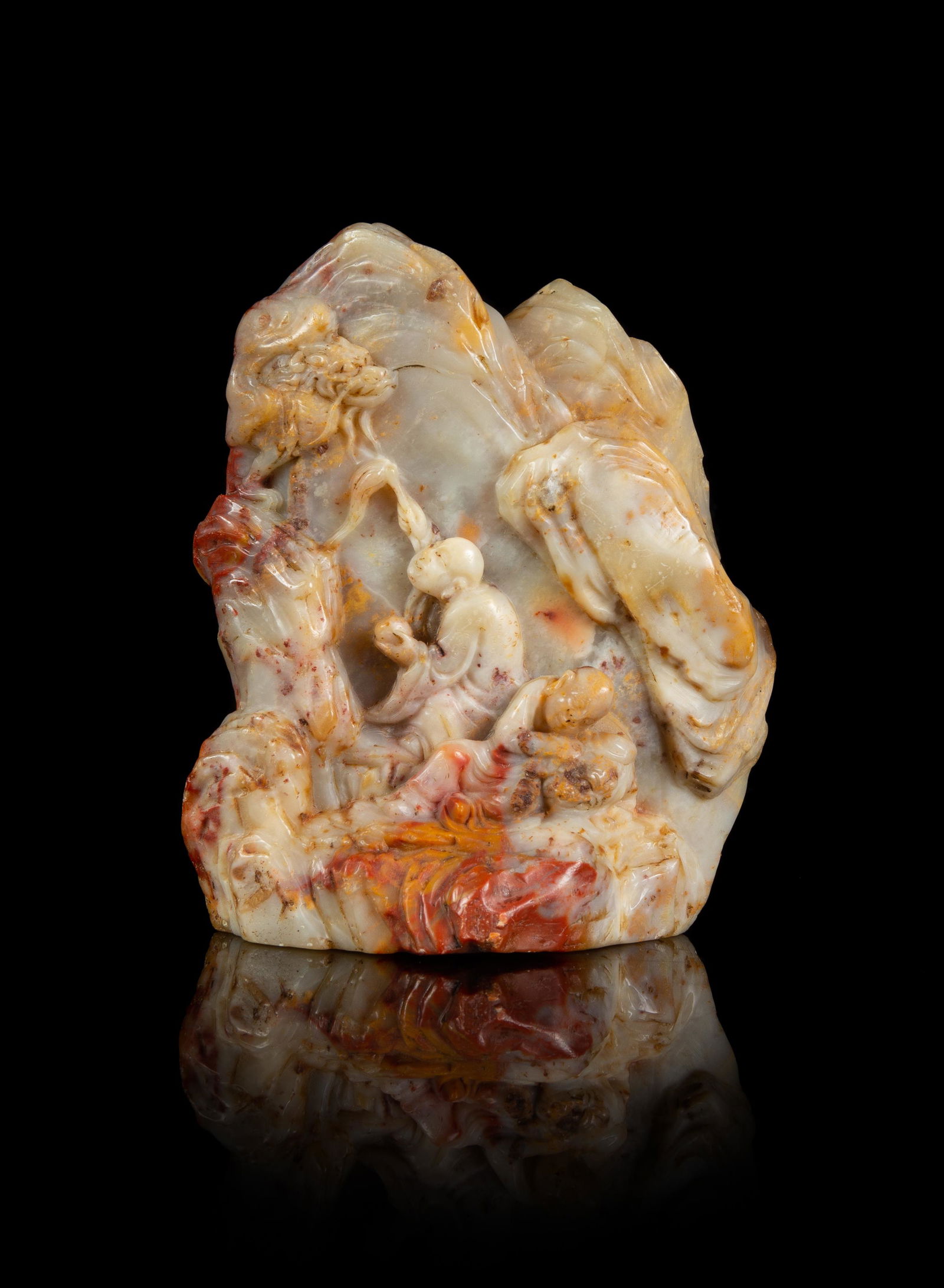 A Carved Chinese Soapstone Boulder Height 4 1/2 in., 11 (1 of 1)