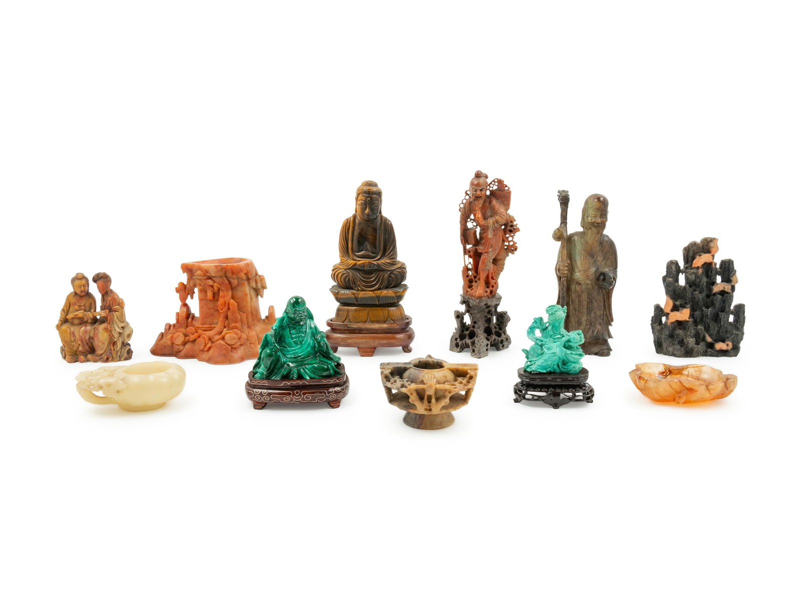 Eleven Chinese Soapstone Figures Height of tallest 8 (1 of 3)