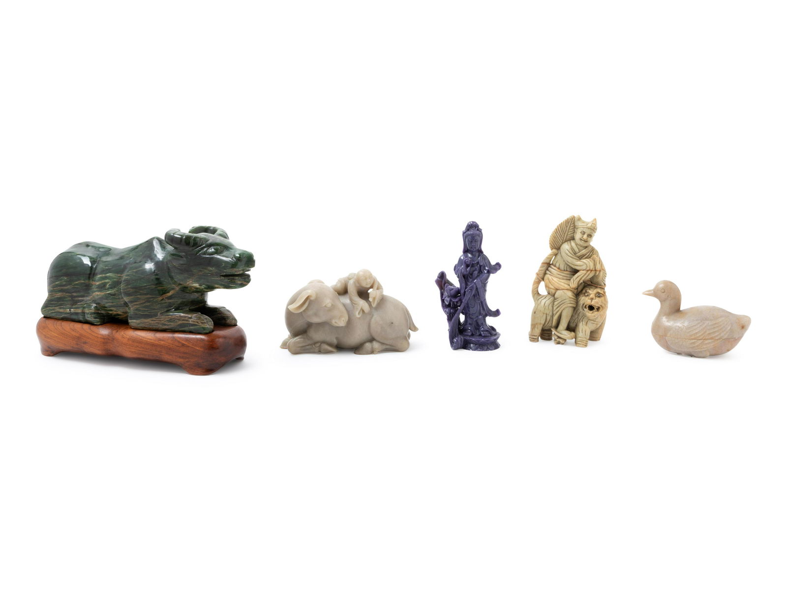 Five Chinese Hardstone Carvings Length of largest 10 (1 of 1)