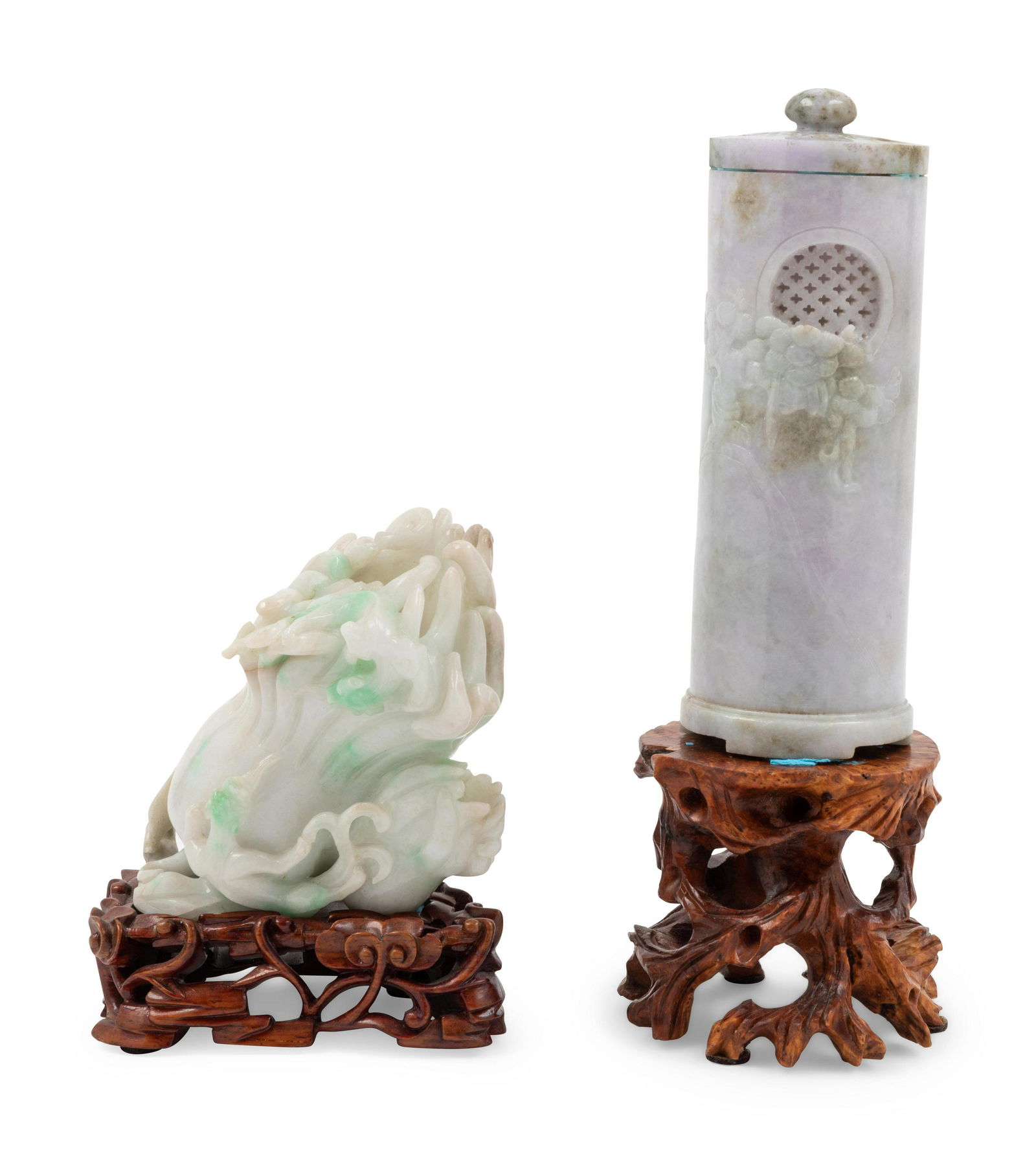 Two Chinese White Jadeite Carvings Height of taller 5 (1 of 1)