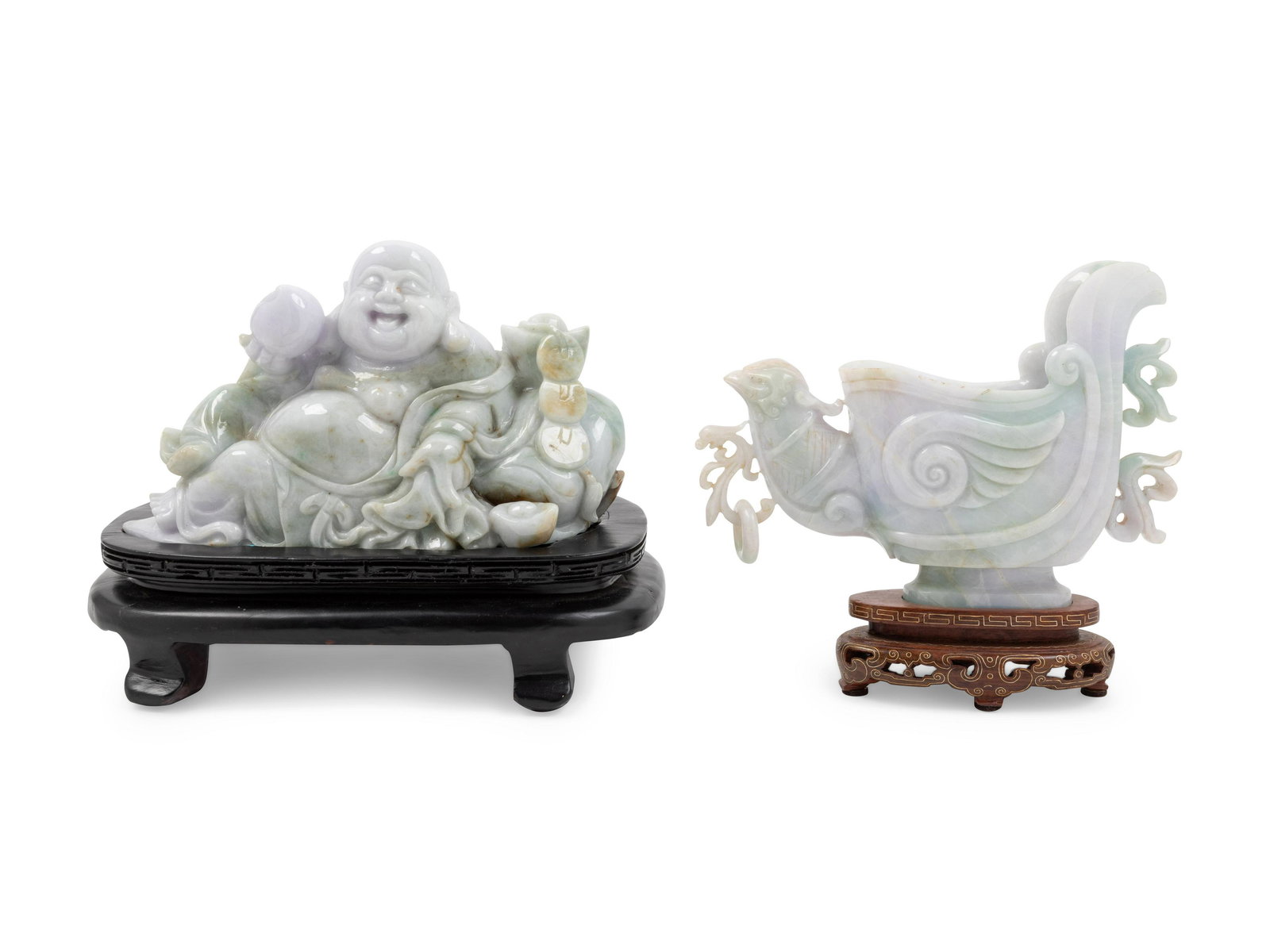 Two Chinese White and Pale Celadon Jadeite Carvings  (1 of 1)