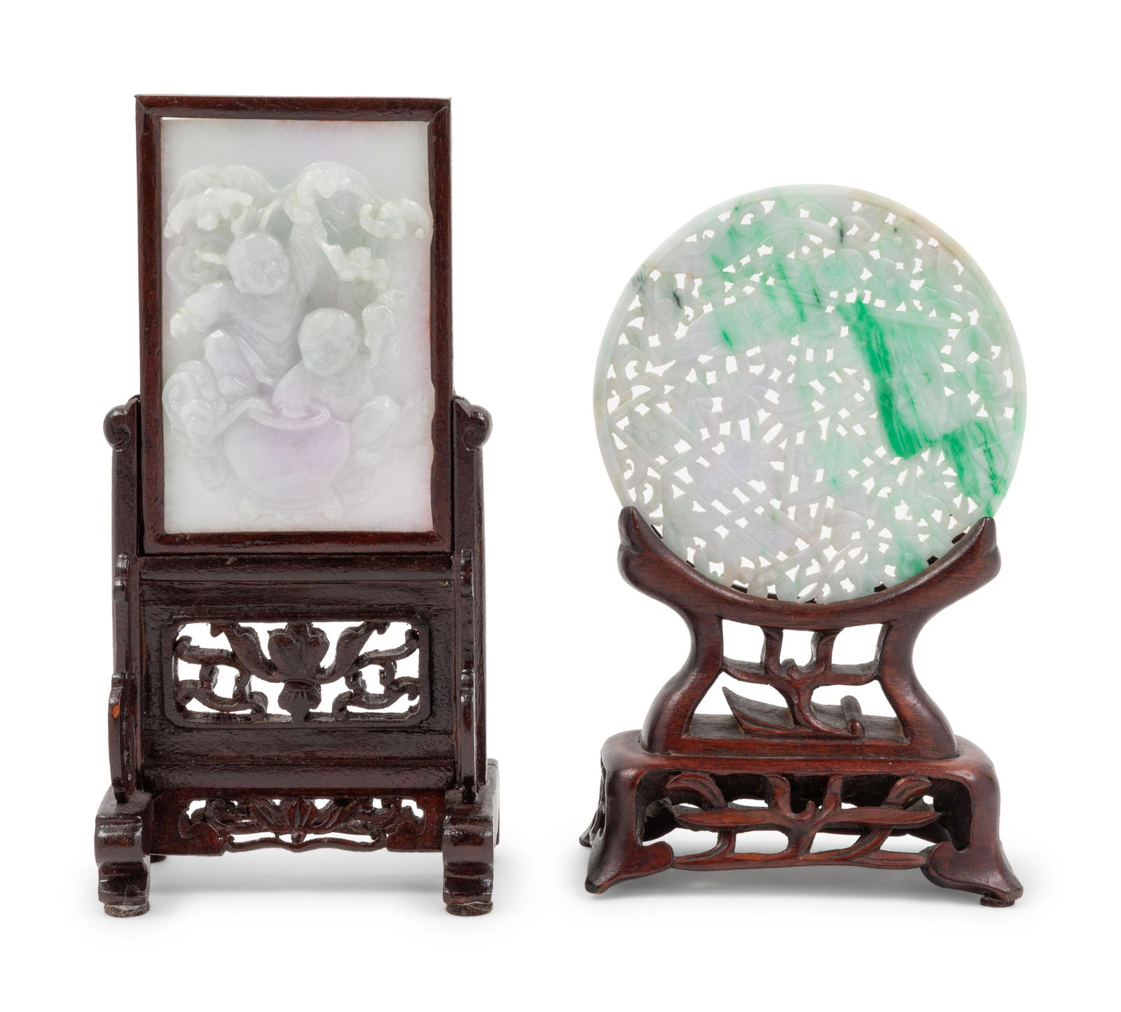 Two Chinese Jadeite Table Screens Height of taller 7.5 (1 of 1)