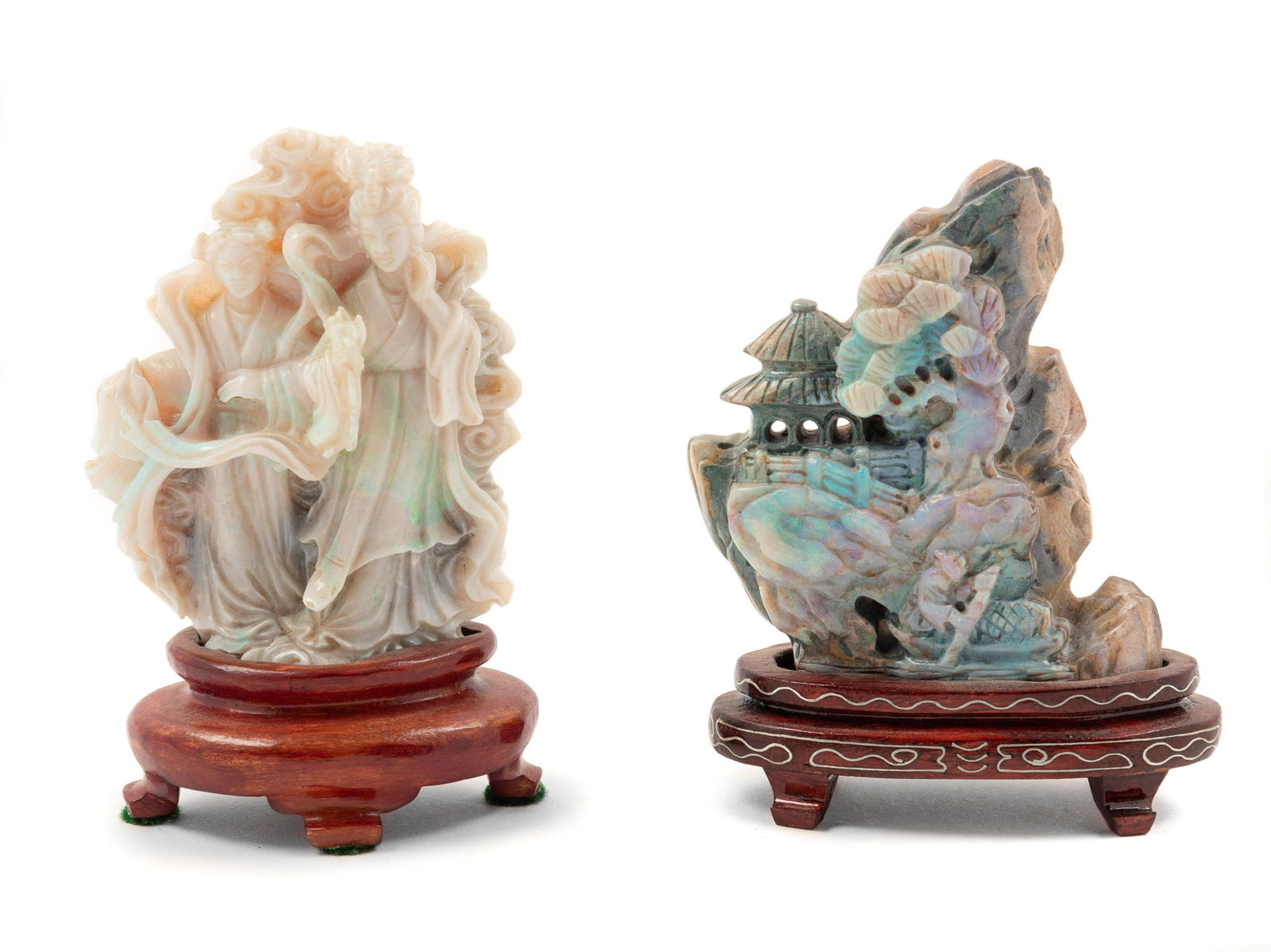 Two Chinese Opal Carvings  Height of taller 3 3/8 in., (1 of 2)