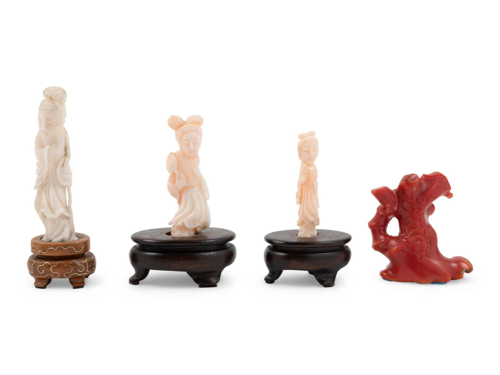 Four Small Chinese Coral Carvings  Height of tallest 3 (1 of 1)