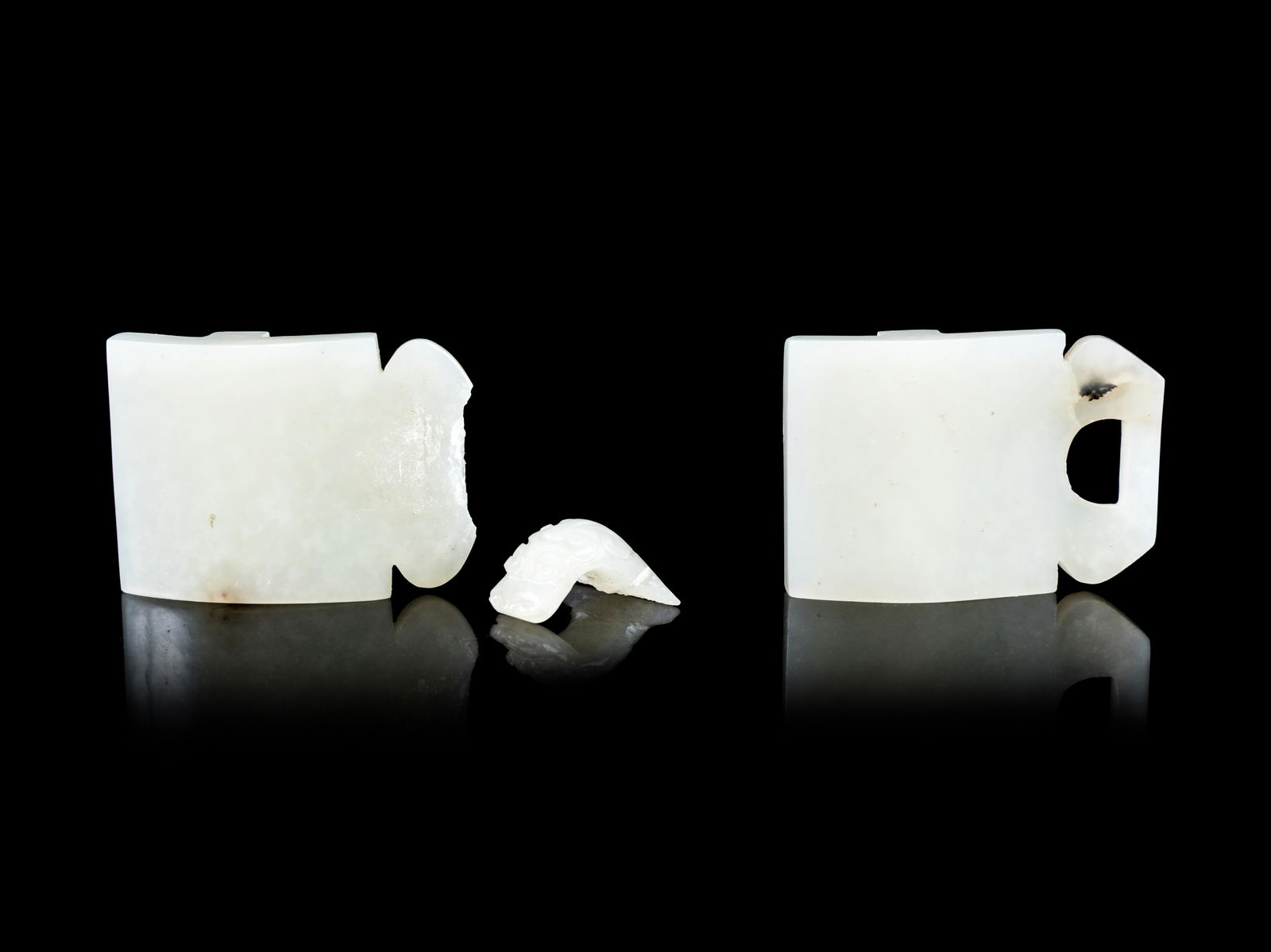 A Chinese Pale Celadon Jade Two-Part Belt Buckle (1 of 4)