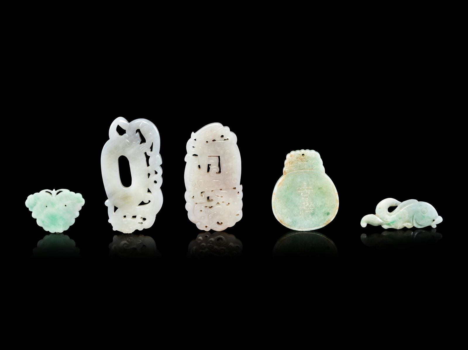 Five Chinese Jade and Jadeite Pendants Longer: length 3 (1 of 2)