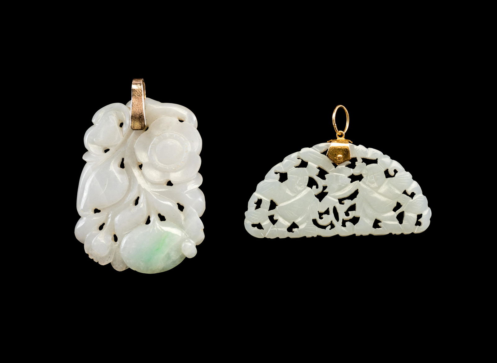 Two Chinese Reticulated Jade and Jadeite Pendants (1 of 2)