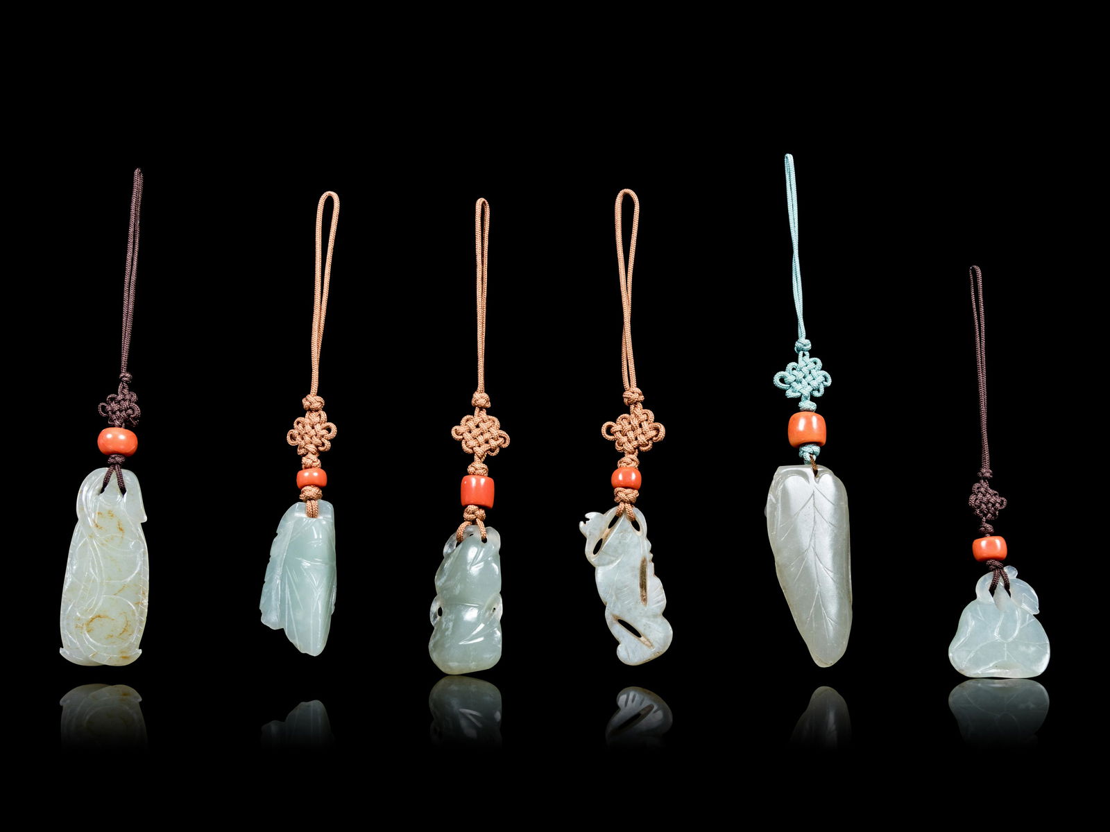 Six Chinese Celadon Jade Pendants Length of longest 2 (1 of 1)