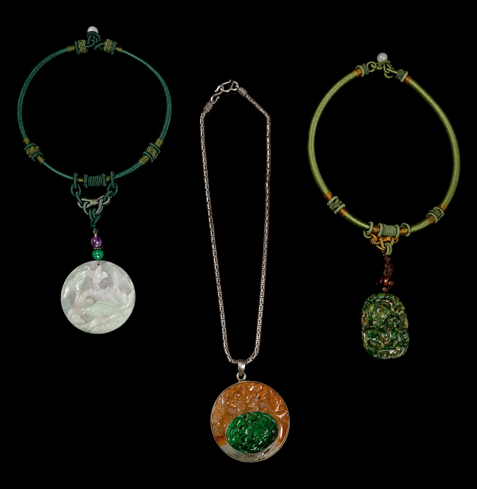 Three Chinese Hardstone Pendants Largest 2 1/8 in., 5 (1 of 2)