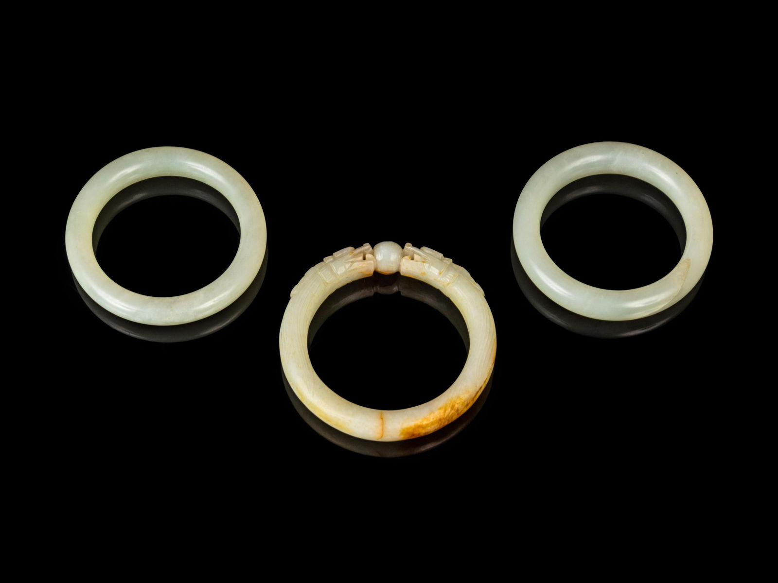 Three Chinese Jade and Hardstone Bangles Diam of (1 of 1)