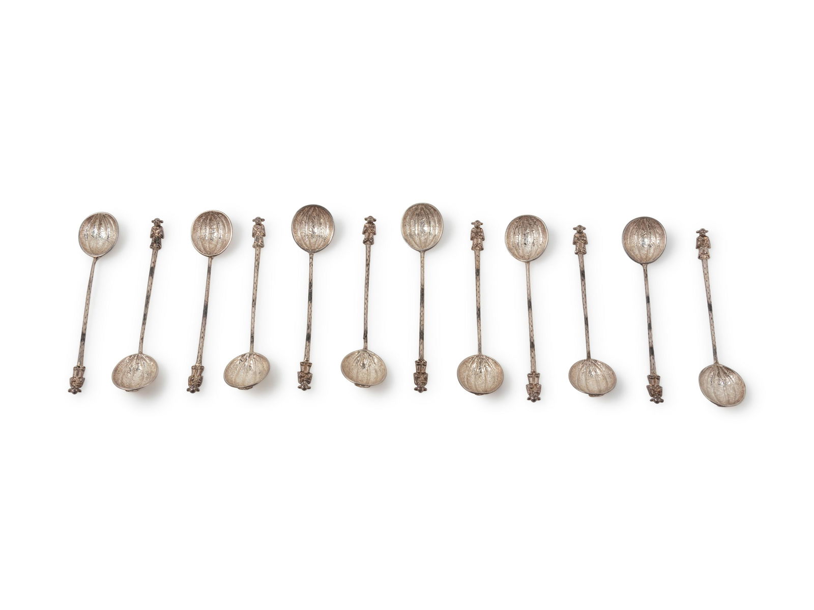 Twelve Chinese Export Silver Teaspoons Length 4 3/4 (1 of 1)
