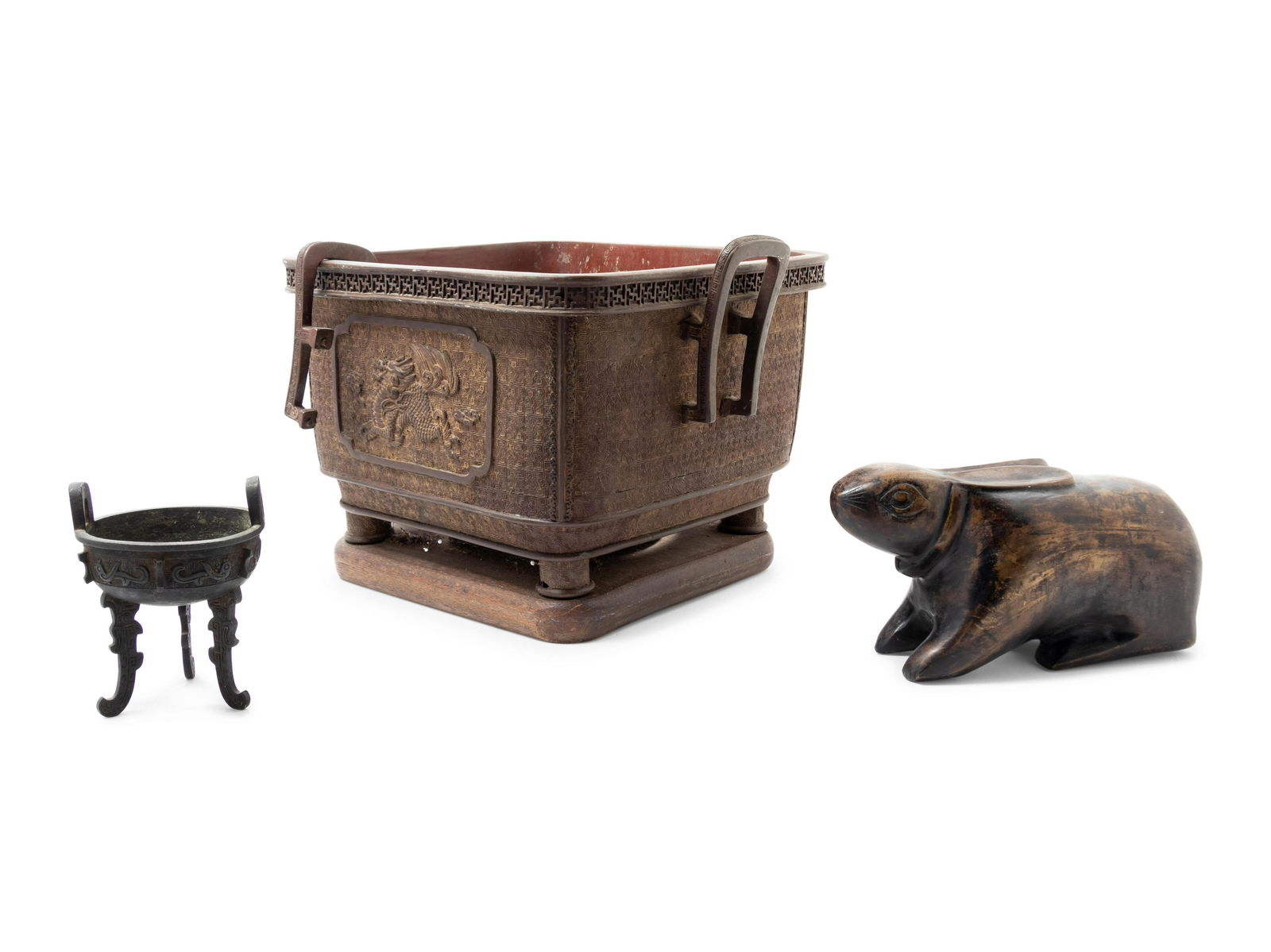 Three Chinese and Japanese Bronze Articles Height of (1 of 1)