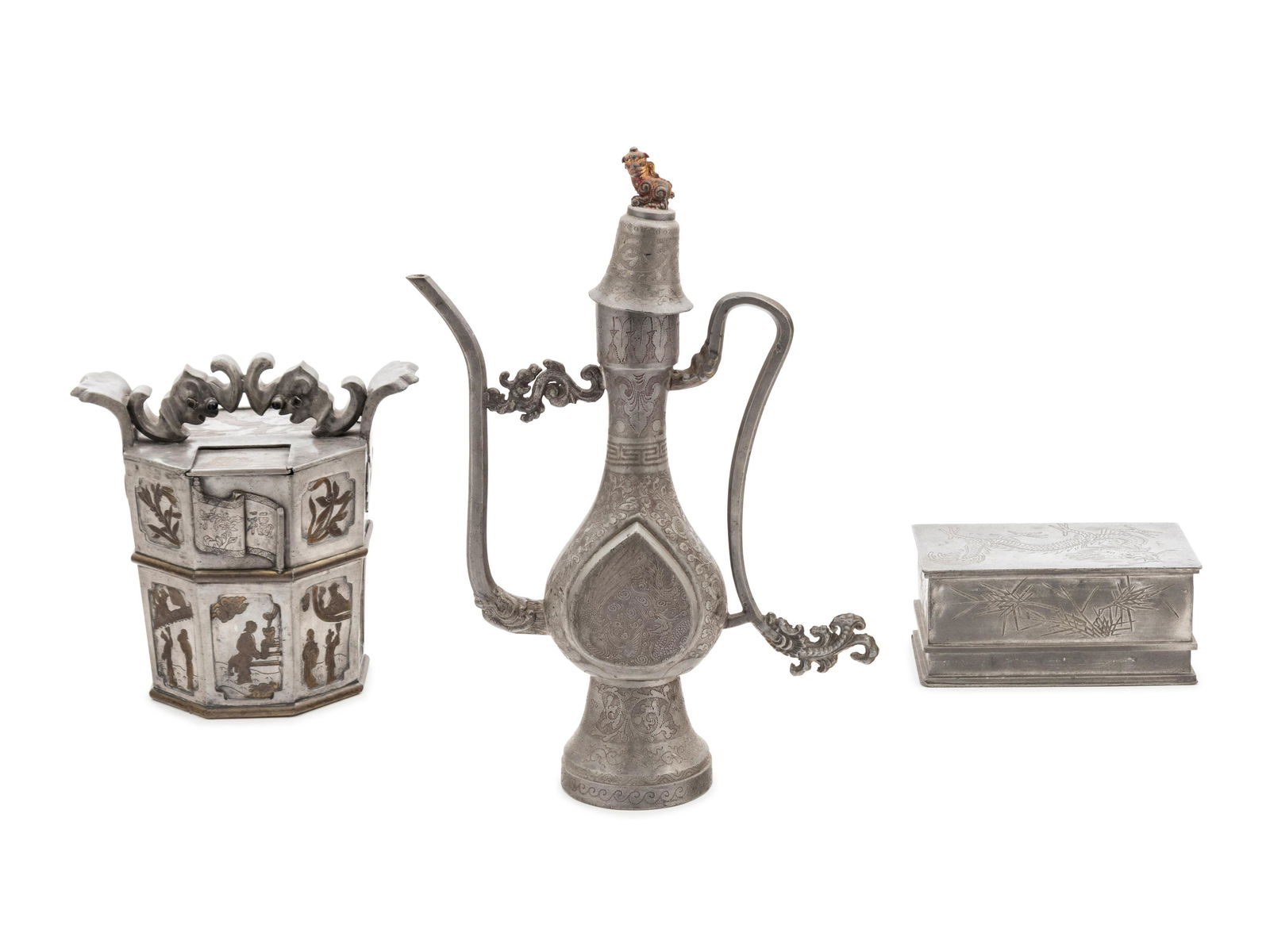 Three Chinese Pewter Articles Height of largest 12 3/4 (1 of 1)
